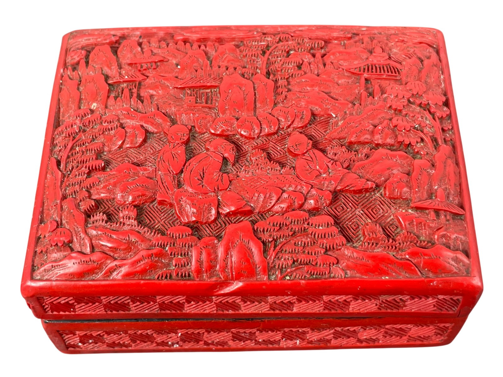A Chinese Small Carved Cinnabar Lacquer Box and Cover, 19th Century (1 of 9)