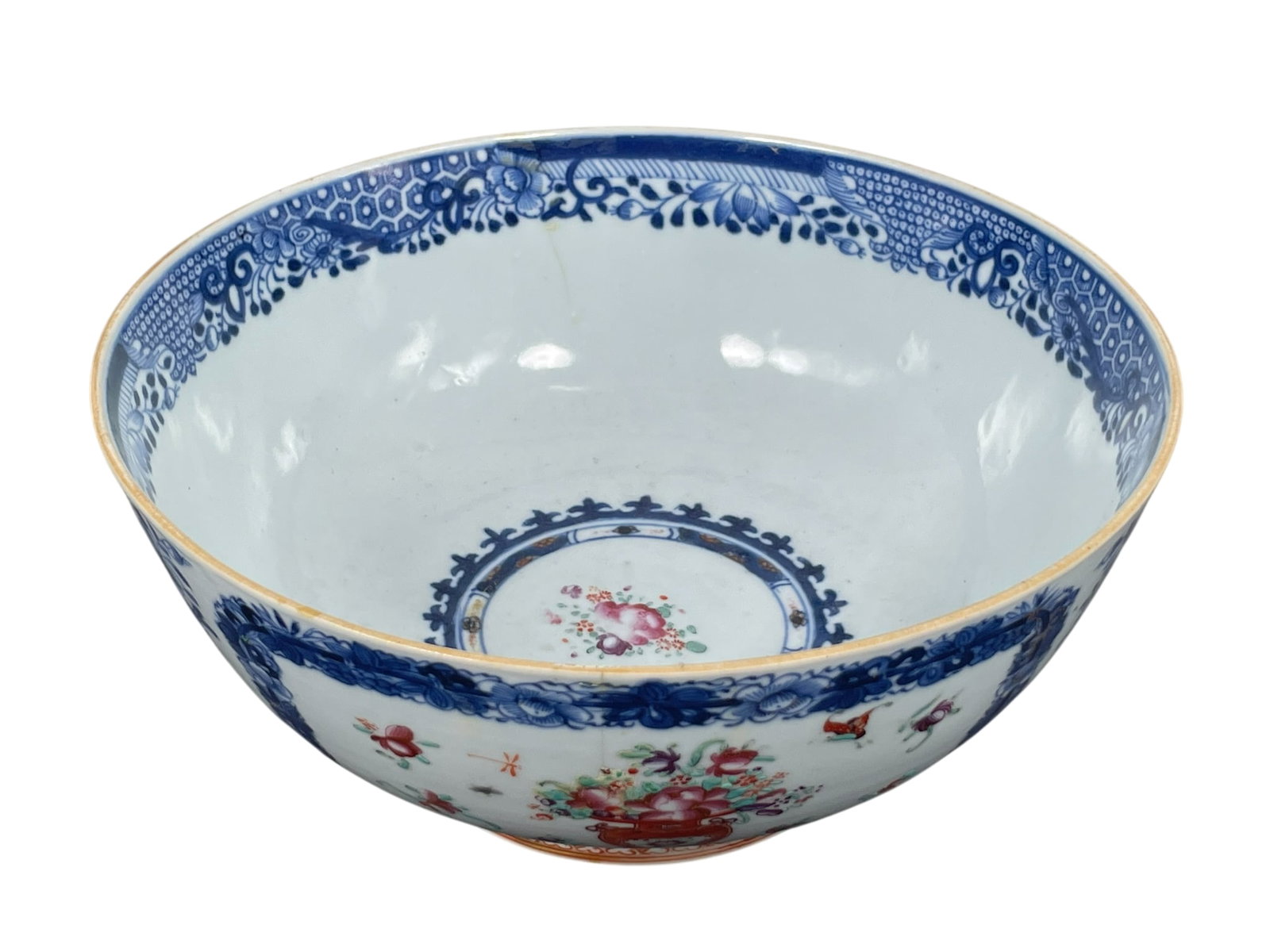 A Chinese Export Famille Rose 'Floral Basket' Porcelain Bowl, 18th Century: 4 in. high, 9 in. diam.