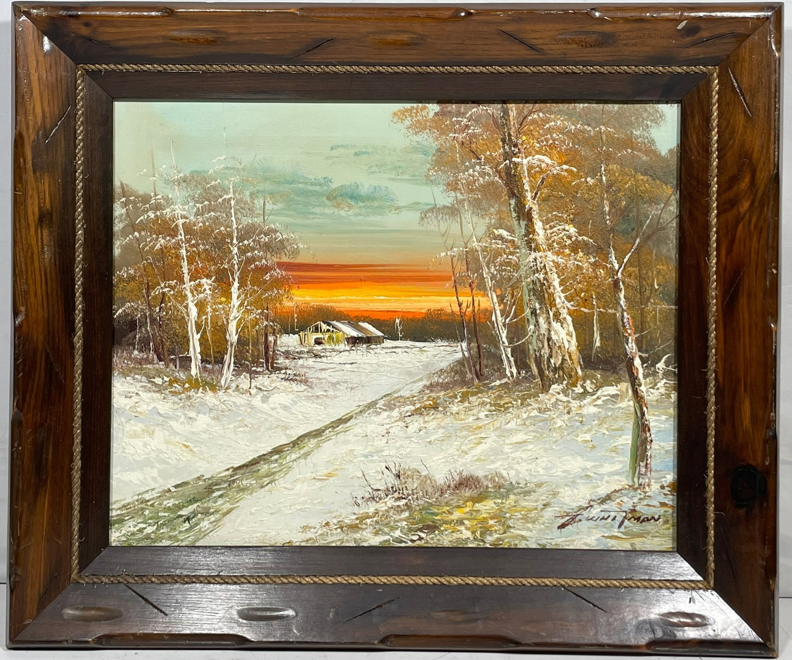 A Painting of Landscape, a Signature G. Whitman: 26 in. x 22 in. overall including the frame.