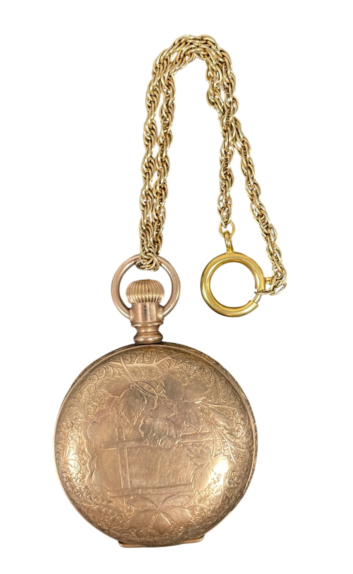 A Vintage New York Standard Watch Company Pocket Watch: A serial number 315453, Model: 5; estimated Production Year: 1892. Movement Markings: New York Standard Watch Co. U.S.A. Safety Pinion. 3 in. long, 2.1/8 in. wide.