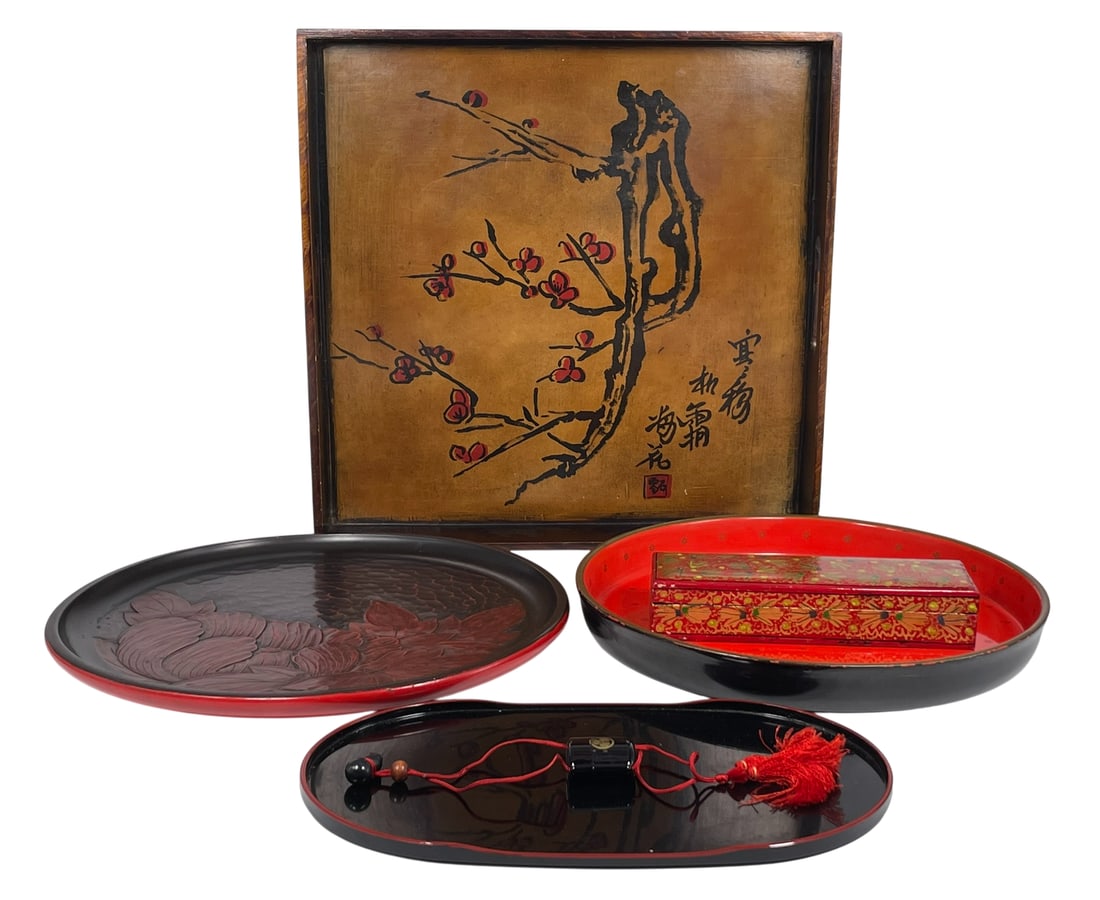 A Group of Six Japanese Wood/Lacquer Objects (1 of 20)