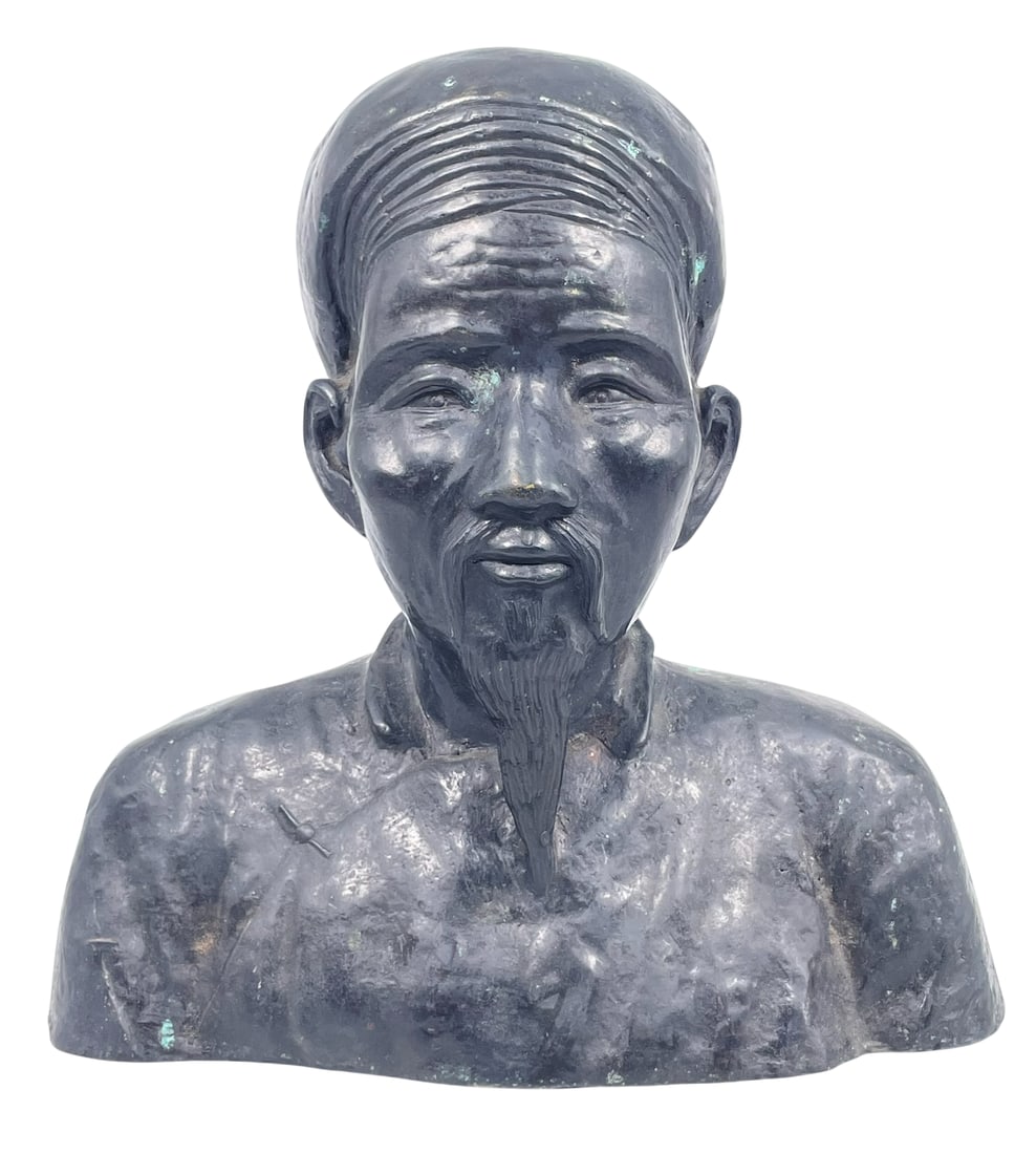 A Vietnamese/Annameses Bronze Bust of An Elderly Gentleman, Early 20th Century (1 of 9)
