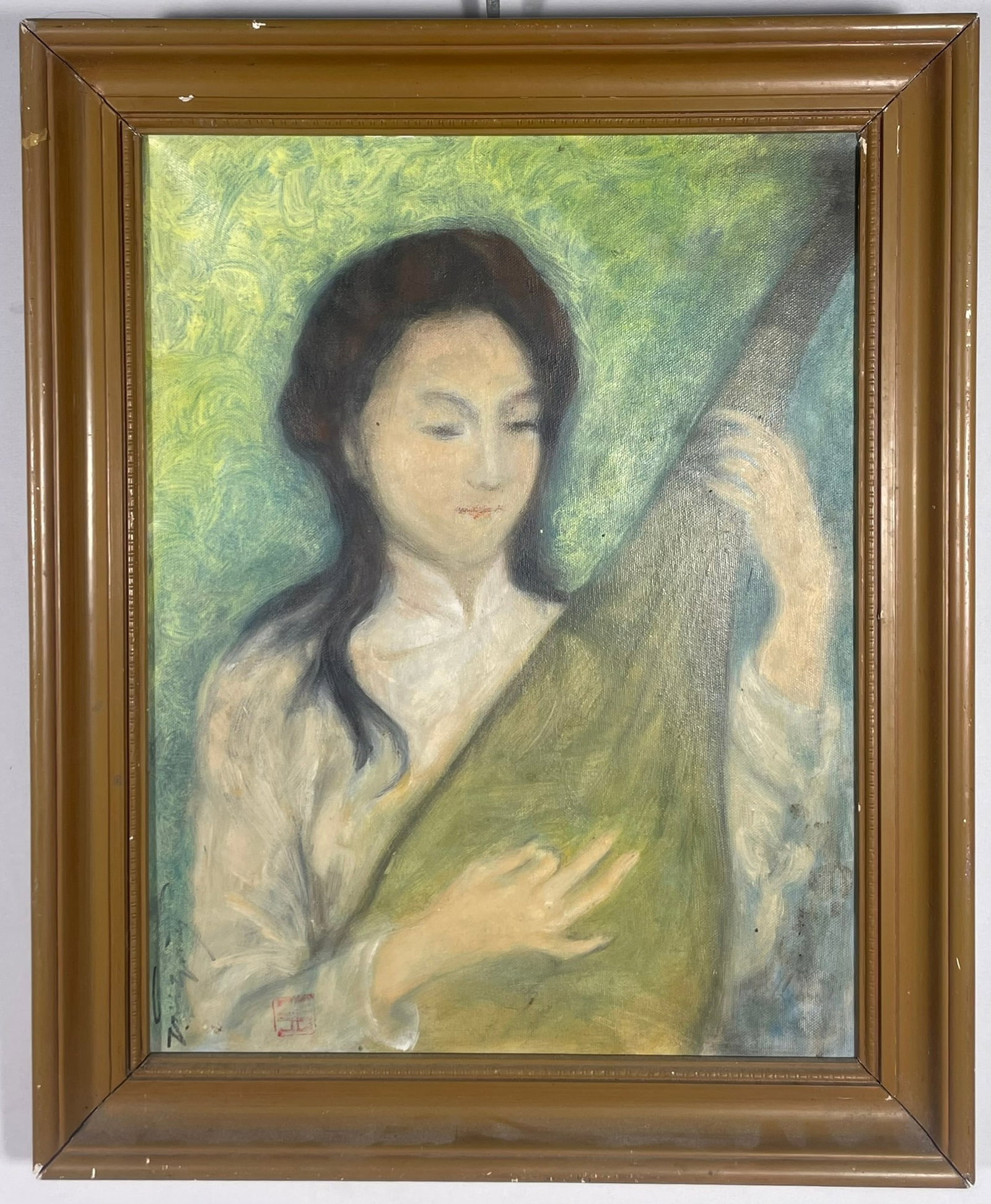 A Vietnamese Painting of a Young Lady, Truong Van Y: Oil on canvas. Truong Van Y (born 1935) is a Vietnamese painter, printmaker, and educator born in Cholon. A graduate of the Gia Dinh College of Fine Arts, he later taught and served as principal of th