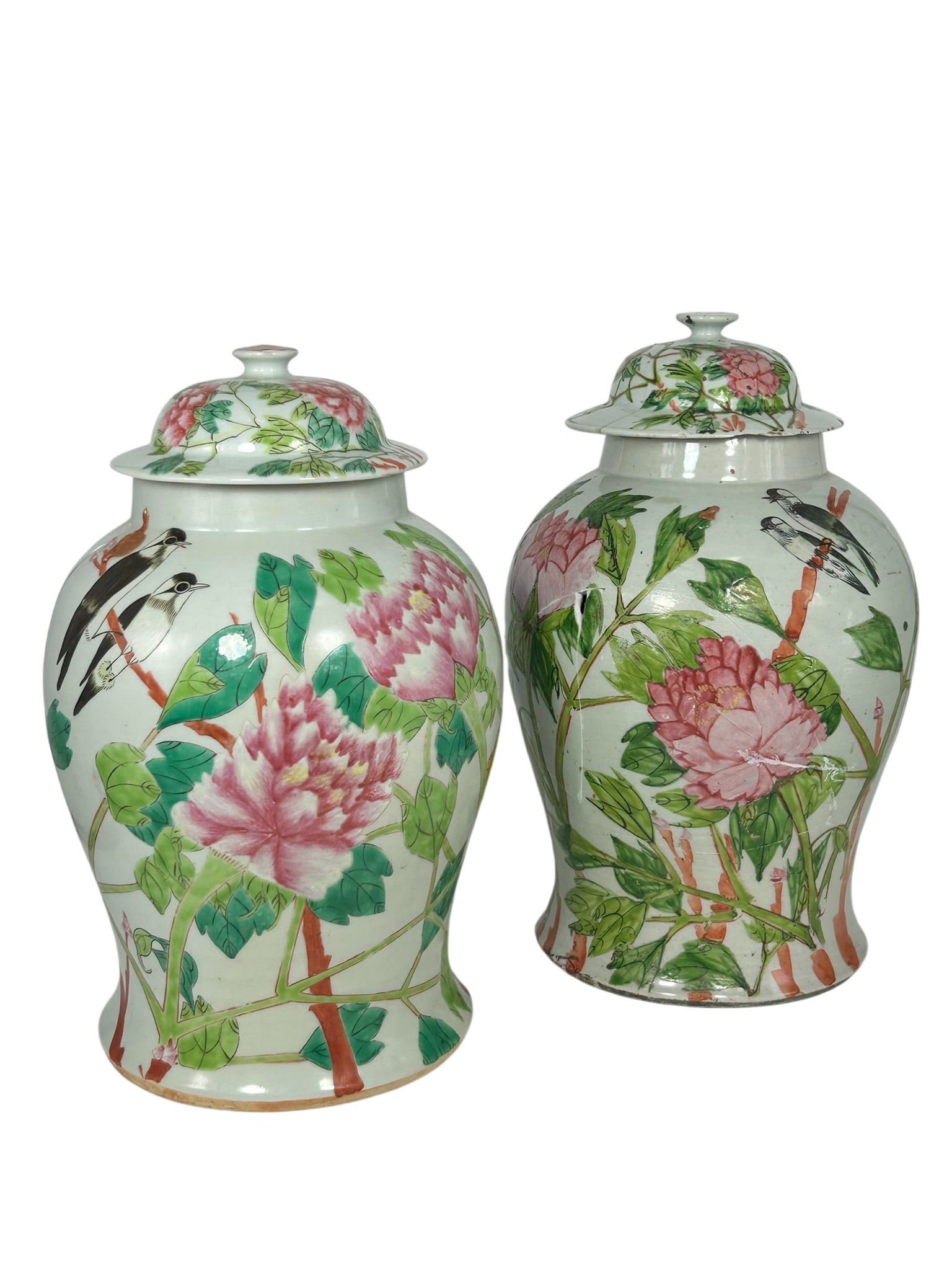 Two Chinese Famille Rose 'Bird and Flower' Jars and Covers (1 of 16)