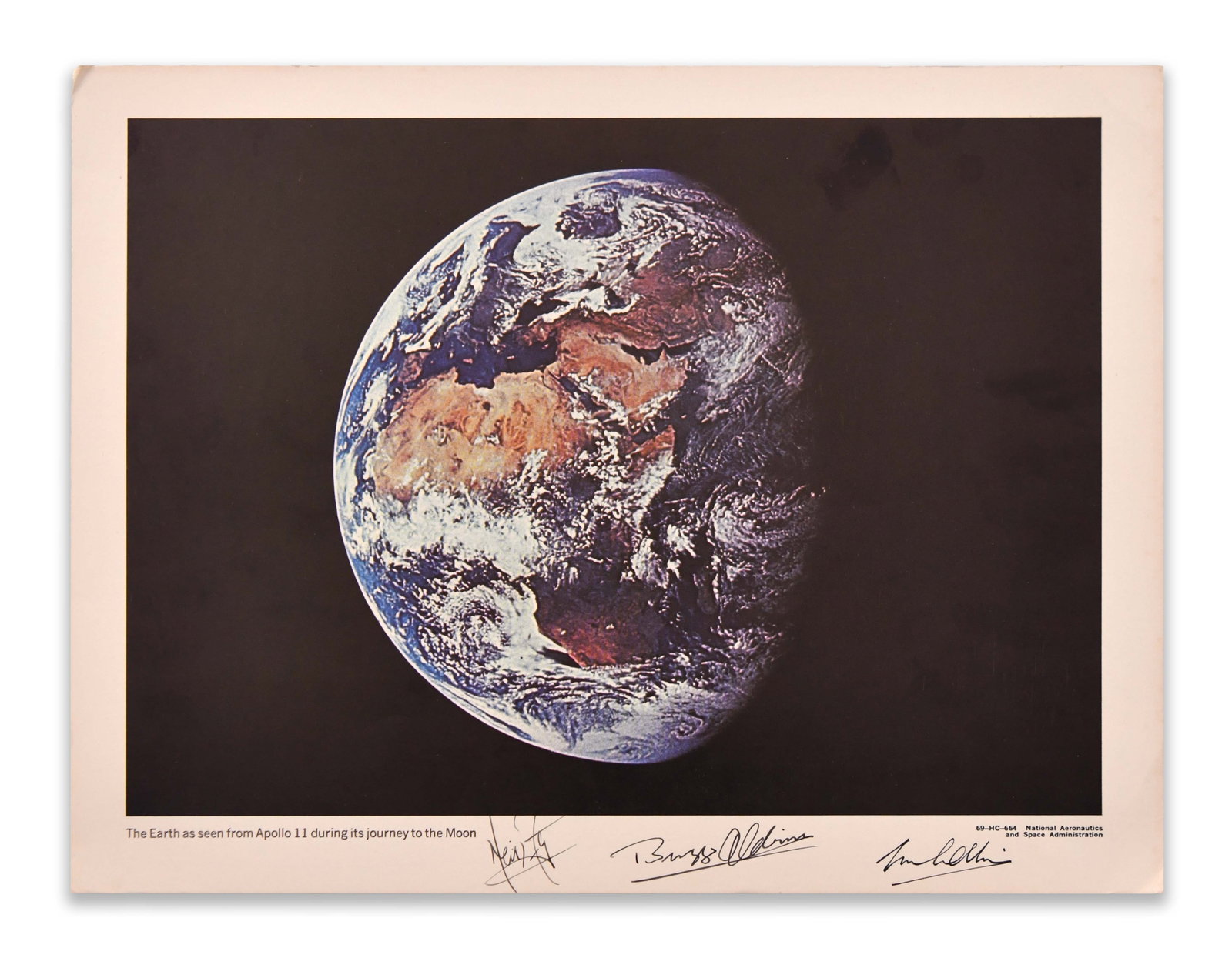 NASA APOLLO 11 EARTH FROM SPACE PHOTOGRAPH (1 of 1)