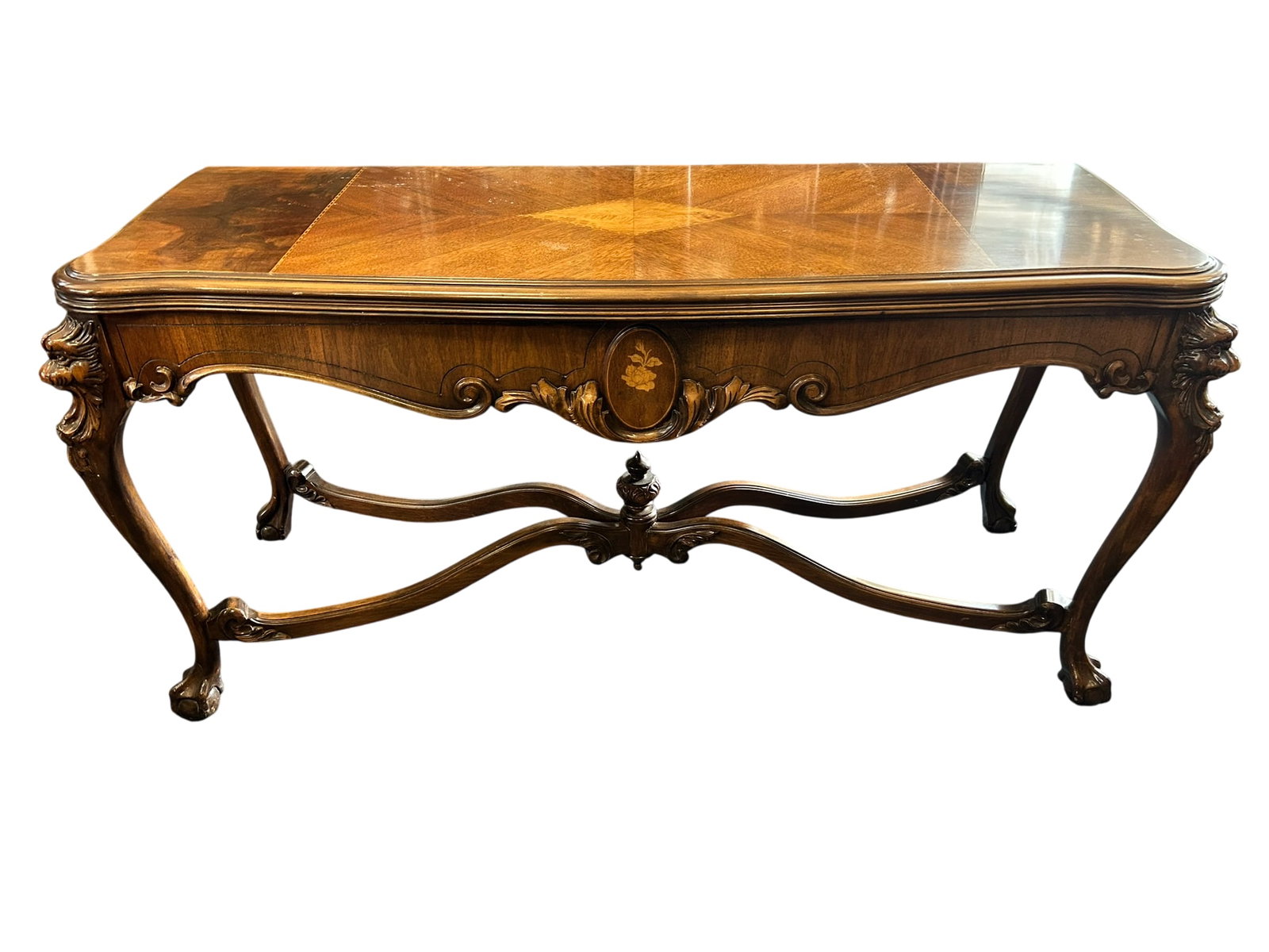 A European Carved Chippendale Walnut Claw and Bali Folding Side Table, Early 20th Century (1 of 20)