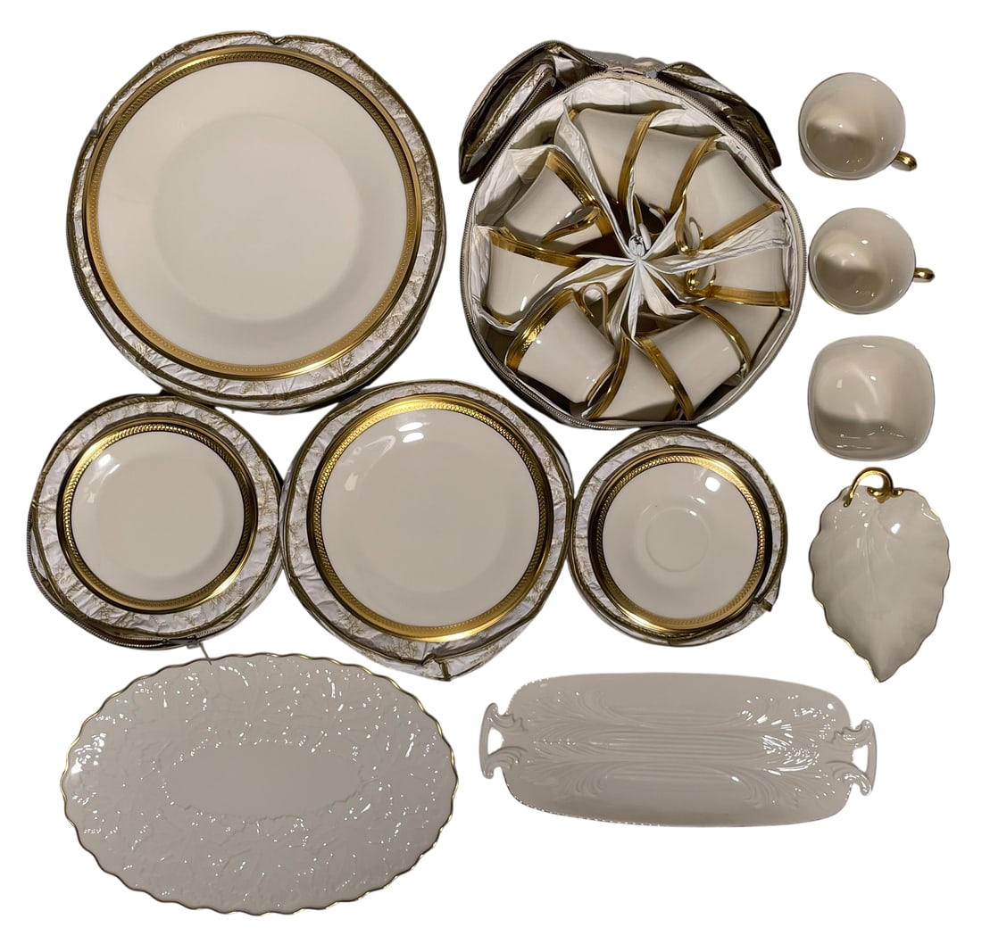 A Vintage Lenox Gold Decorated Porcelain Dining Set (Part), Six-Four Pieces, Crafted In USA (1 of 20)