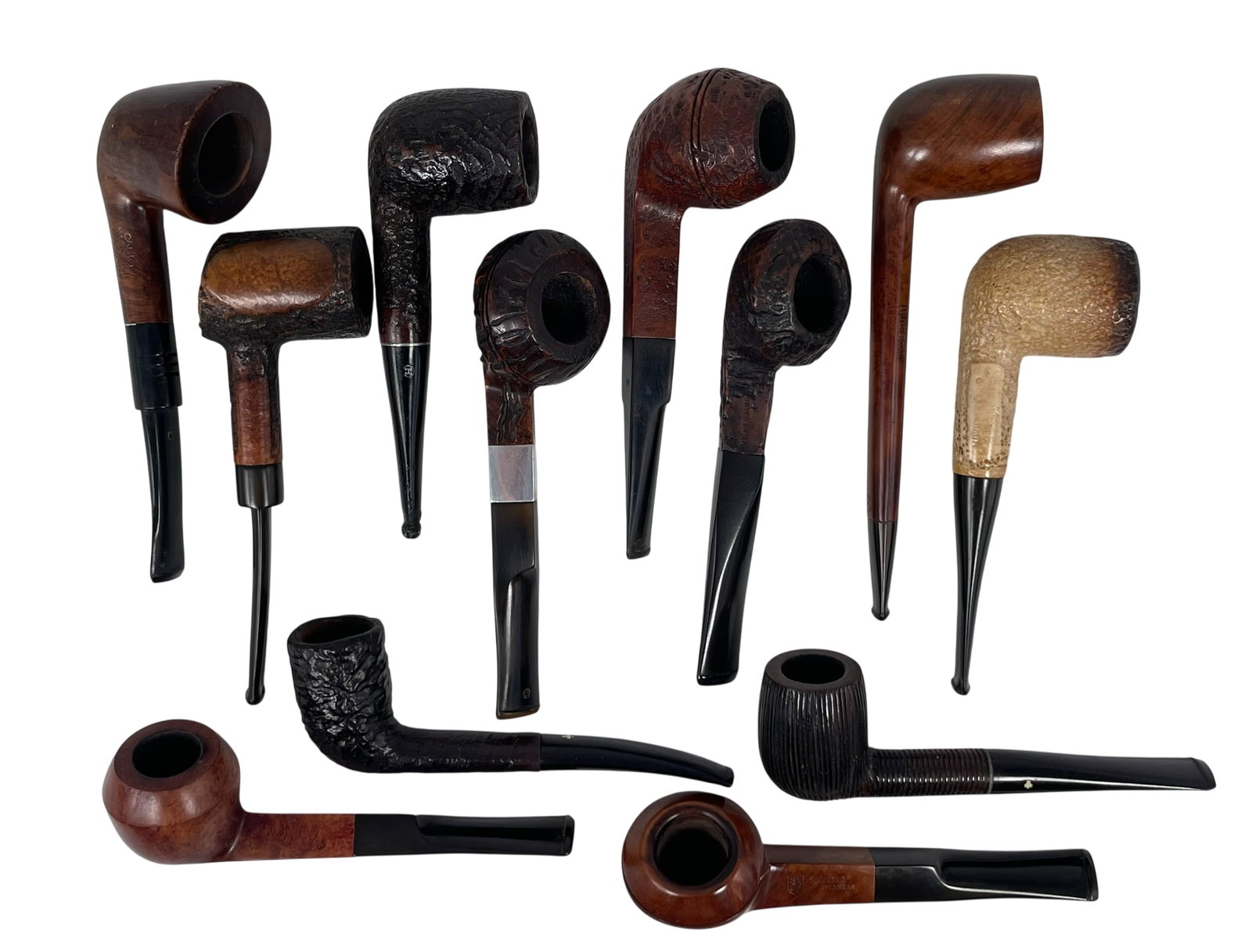 A Group of Twelve Smoking Pipes: Various brands and shapes. See photos.