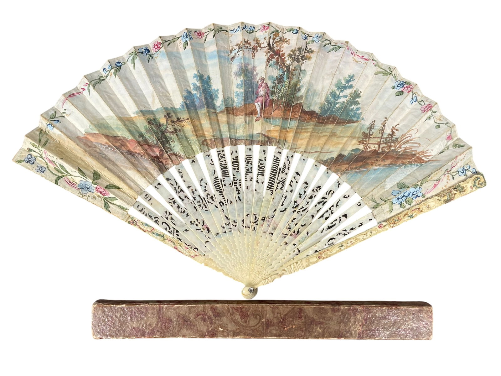 An European Antique Hand-Painted Folding Fan, 18/19th Century (1 of 20)