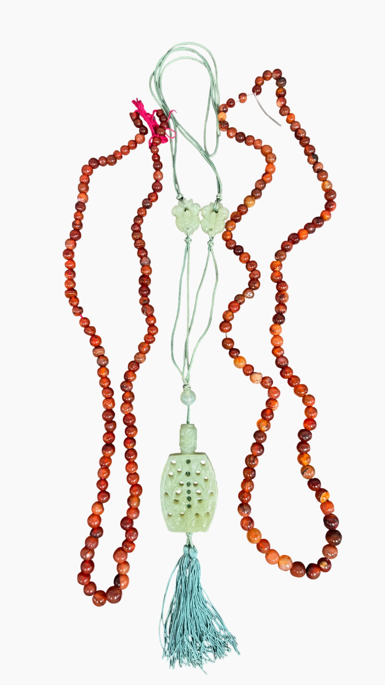 Two Strand of Agate Beads, Necklaces, and One Reticulated Jade Pendant (1 of 20)