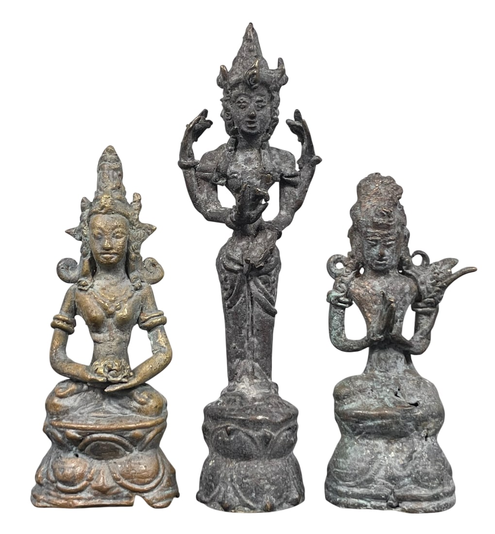 A Group of Three Small Bronze Figures of Buddhist Deities (1 of 11)