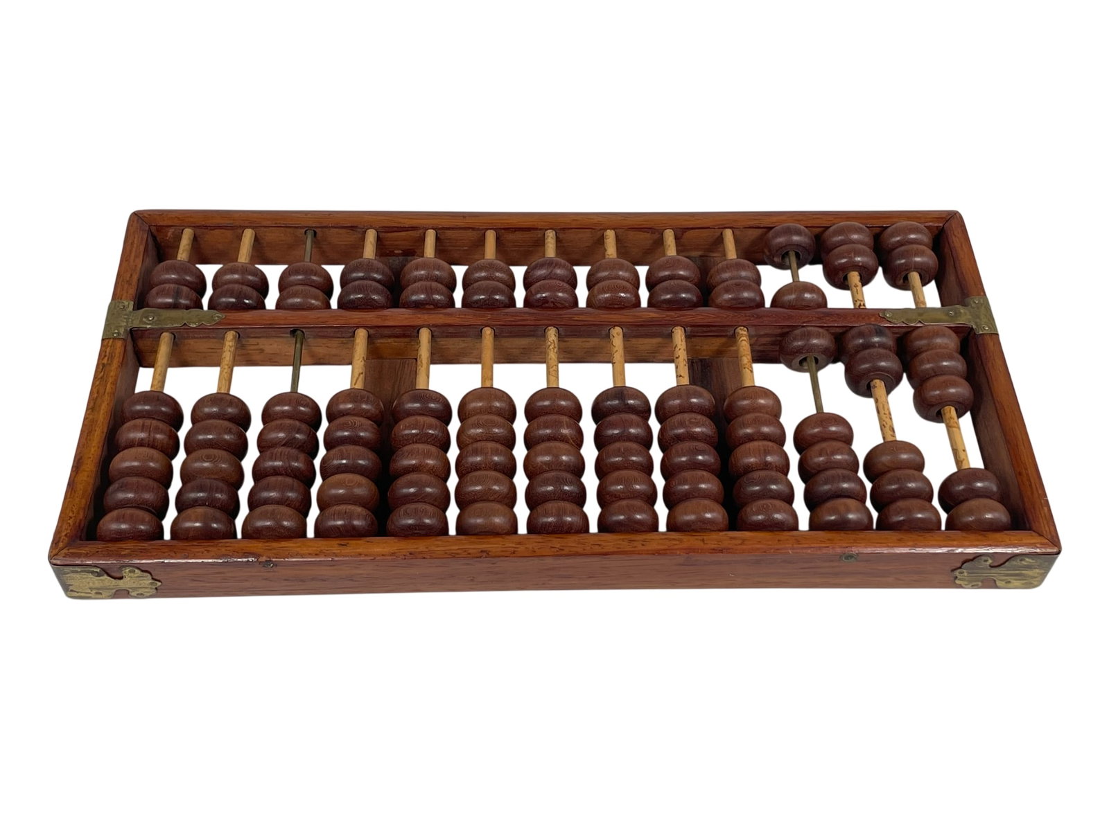 A Chinese Huanghuali Abacus, Suanpan: 14.1/2 in. long, 7.1/4 in. wide, 1.1/4 in. thick.