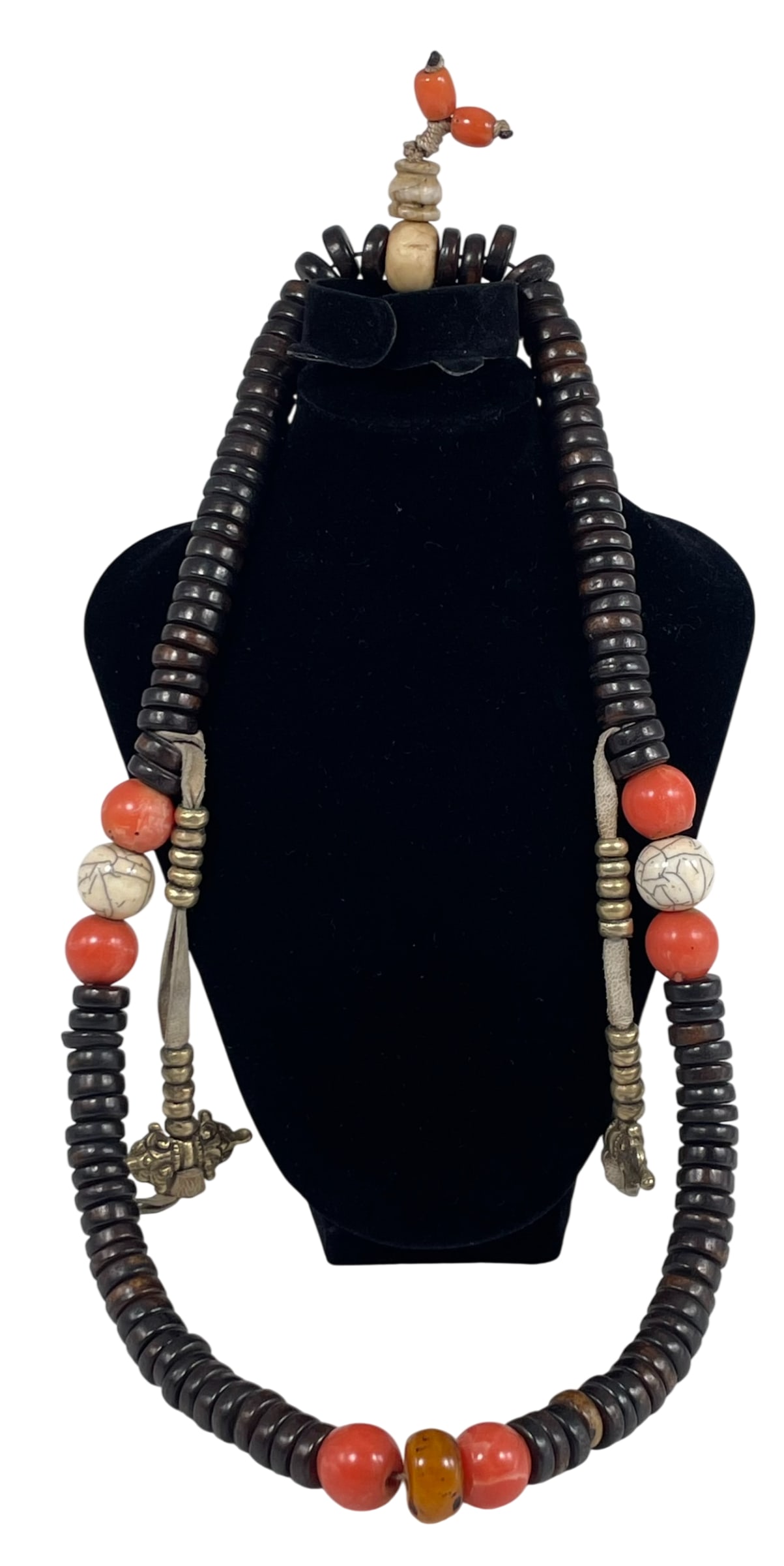 A Tibetan Buddhist Muli-Gem and Bone Beaded Necklace (1 of 10)