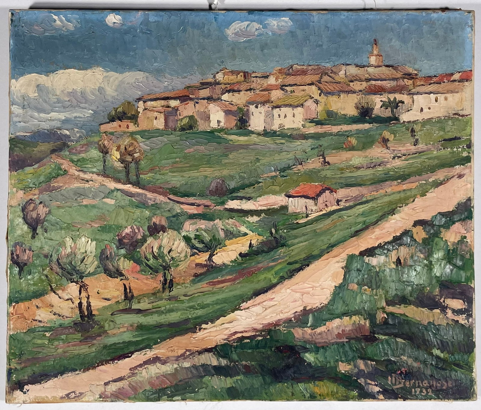 A Painting of a Village on the Hilltop, Marcel Bernanose, 1932 (1 of 12)