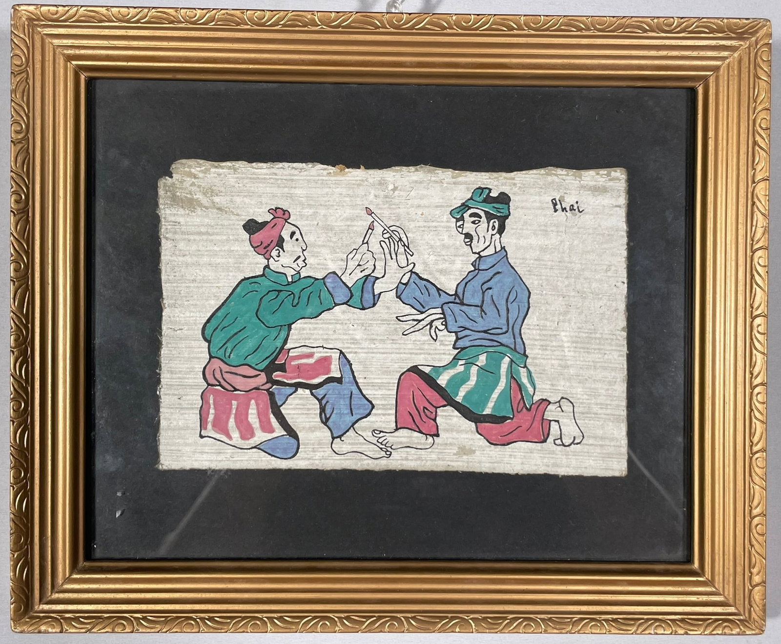 A Vietnamese Painting 'Double Self-Portrait', a Signature Bui Xuan Phai: A signature Bui Xuan Phai to the top right. Bui Xuan Phai (1920-1988) was one of Vietnam's most celebrated modern painters, best known for his evocative depictions of Hanoi's Old Quarter. Influenced b