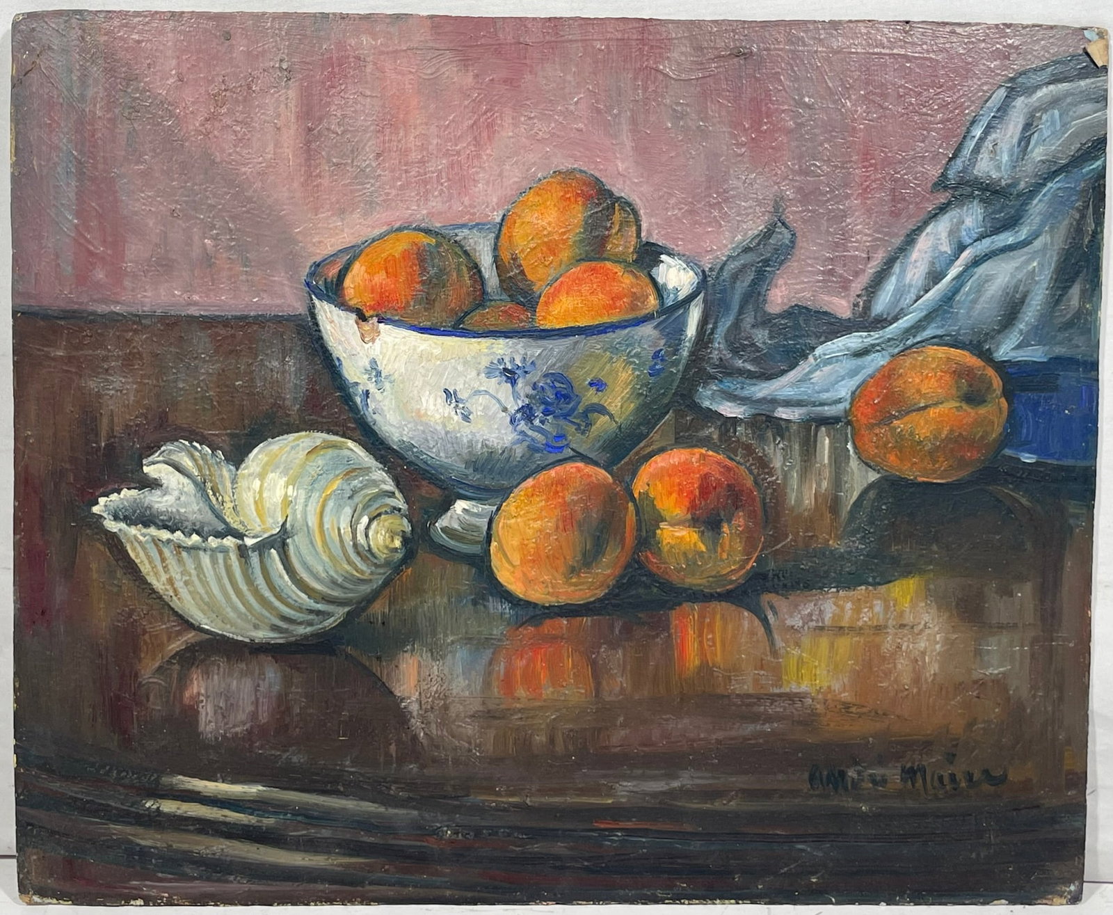 A French Painting 'Still Life with Peaches and a Shell', Andre Maire (1 of 8)