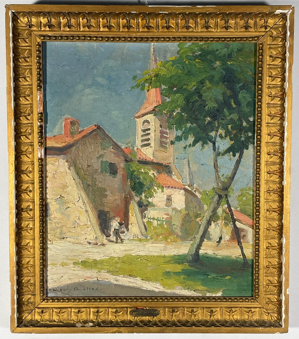 A French Painting 'Village', Rollet Louis: Oil on canvas. A signature of the artist to the bottom left. Louis Rollet (1895?1988) was a French painter associated with the peintres voyageurs (?travelling painters?) of the early 20th century. Bor