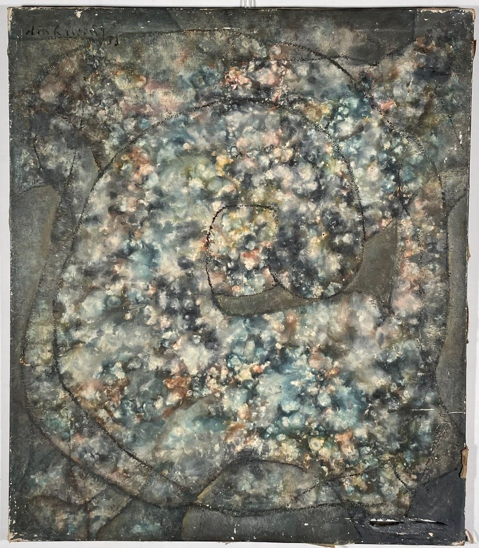 A Vietnamese Painting of Spiral Abstraction, Dinh Cuong, 1973 (1 of 11)