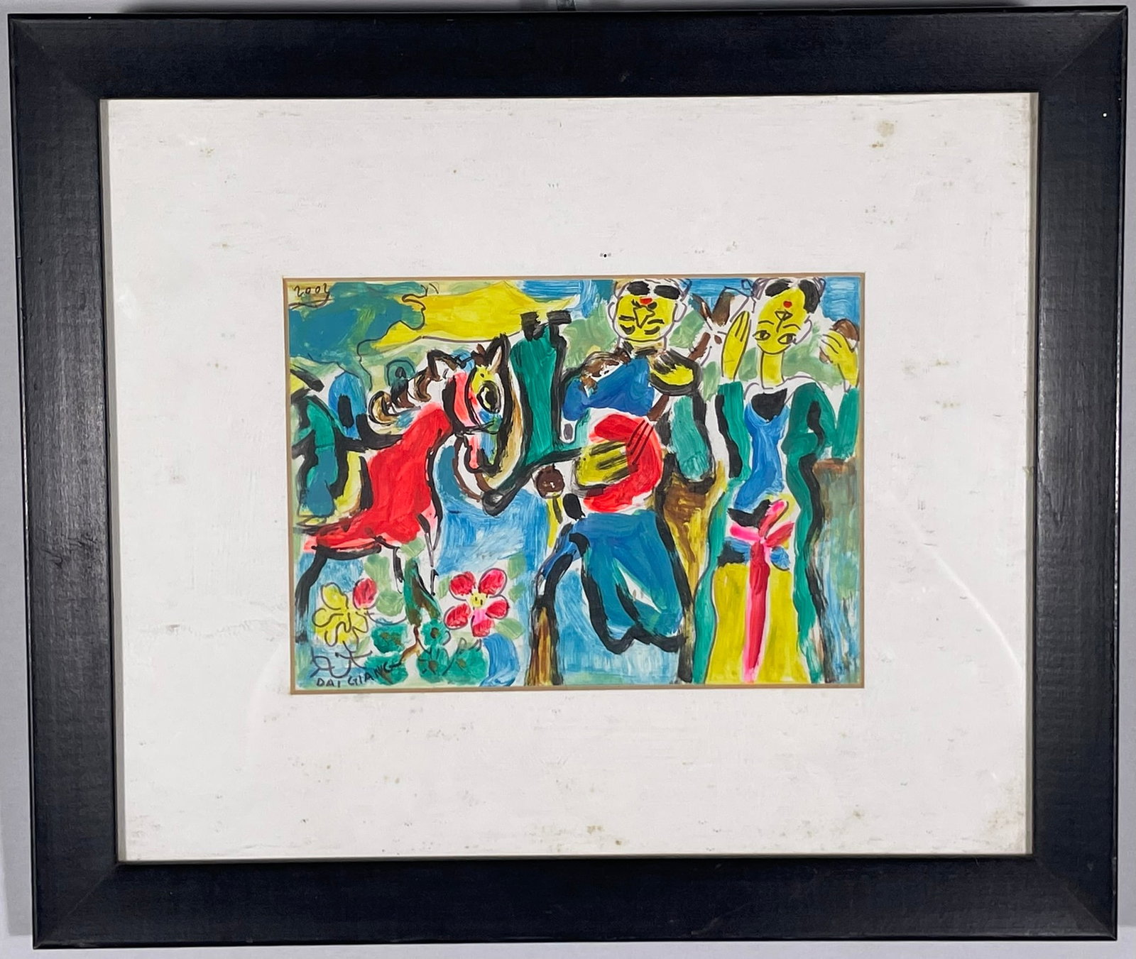 A Vietnamese Painting 'Upsidedownism', Nguyen Dai Giang, 2003: A signature of the artist to the bottom left and a date to the top left. Dai Giang Nguyen (born 1944 in Hanoi, Vietnam) is a Vietnamese-American artist best known as the founder of ?Upside-Down Art,? 