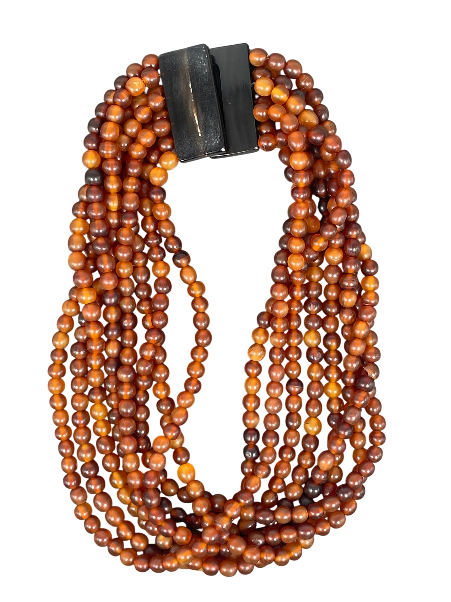 Eight Strands of Horn Beads, Necklace: Each strand measures approximately 19 in. long.