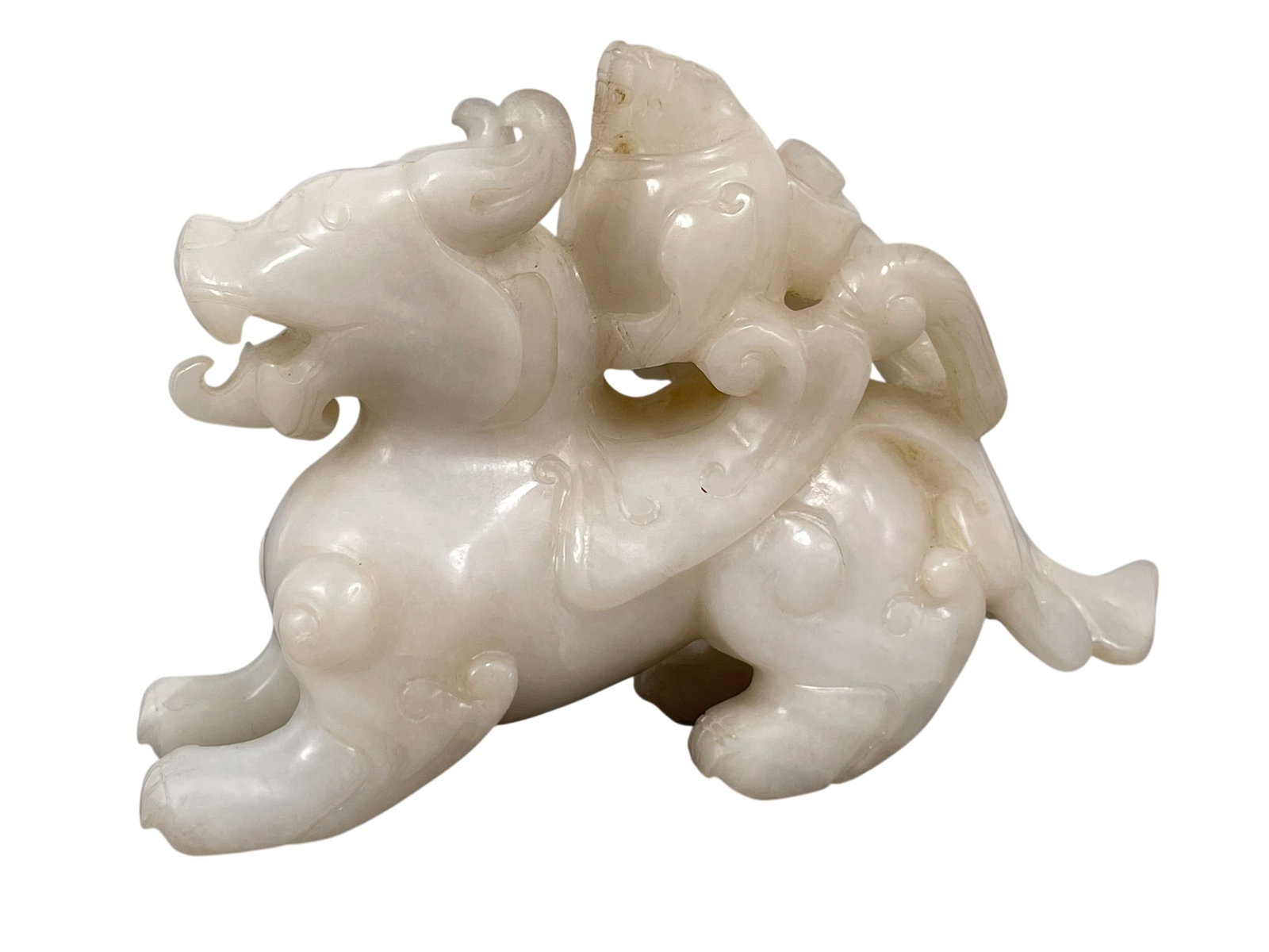 A Chinese White Jade Carving of Qilin (1 of 7)