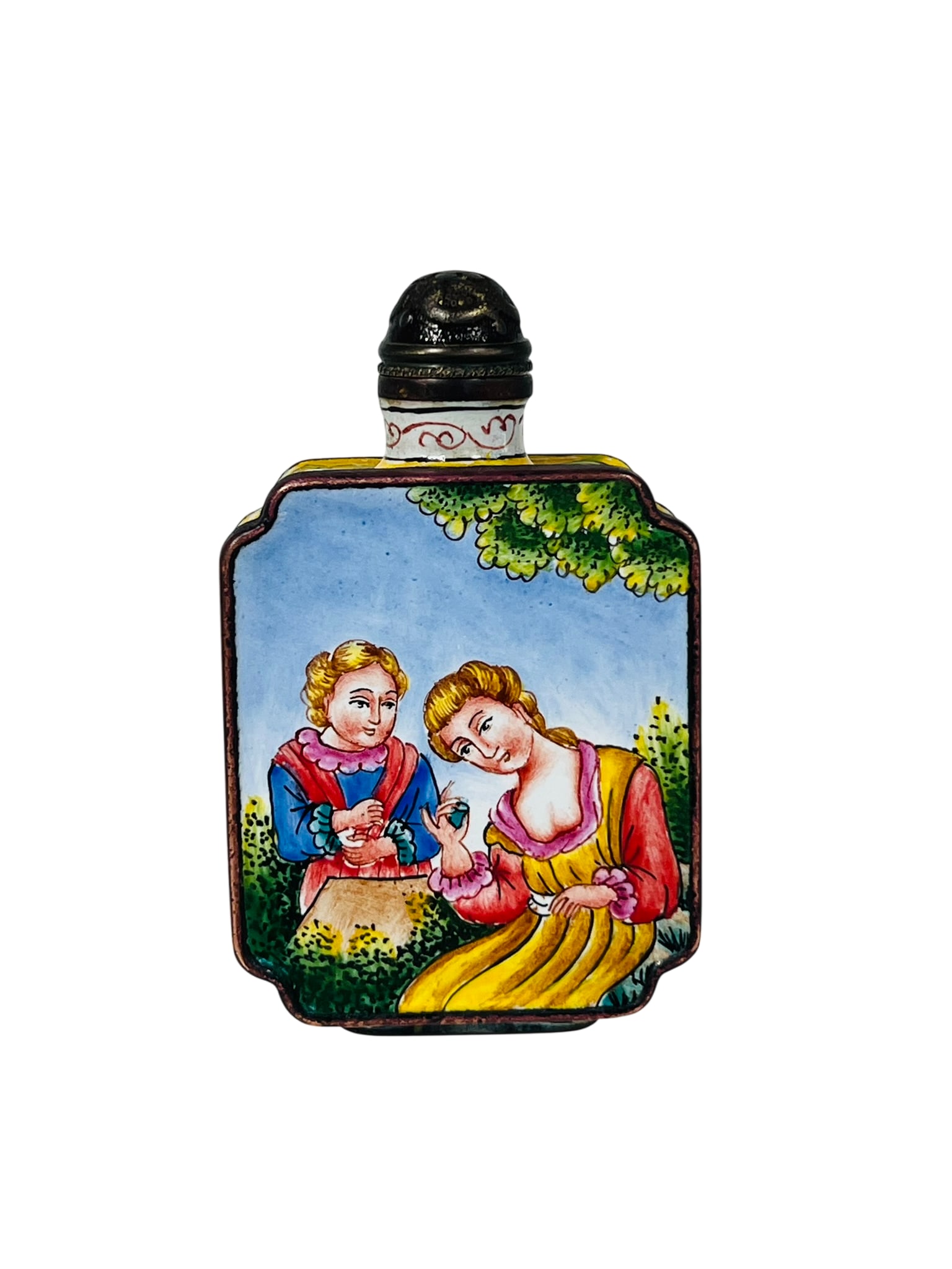 A Chinese Painted-Enamel Snuff Bottle: 2.3/4 in. high, 1.5/8 in. wide.