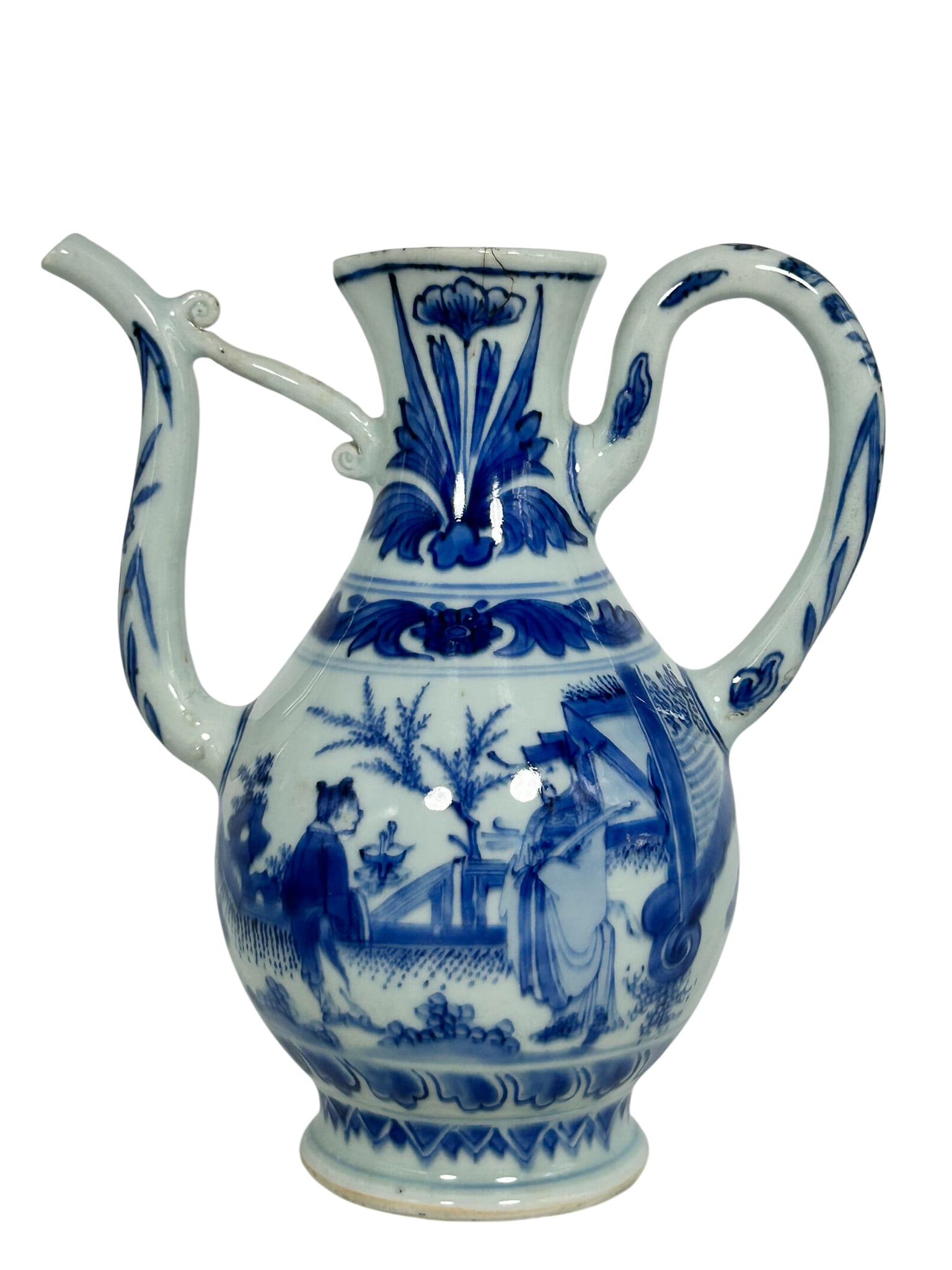 A Chinese Blue and White Pear-Shaped 'Scholars' Porcelain Ewer, Chongzhen Period, Ming Dynasty: Information will be updated soon.
