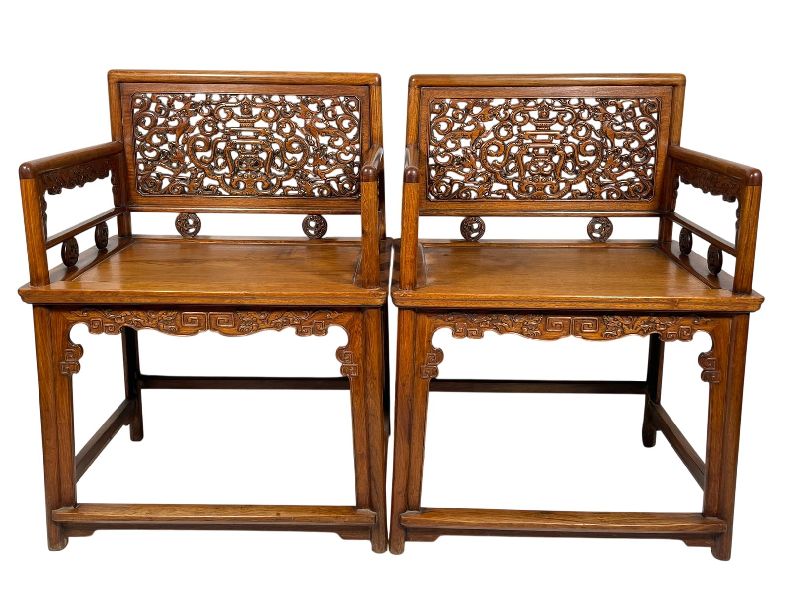 A Pair of Chinese Huanghuali Lowback Armchairs, Meiguiyi, 19th century (1 of 20)