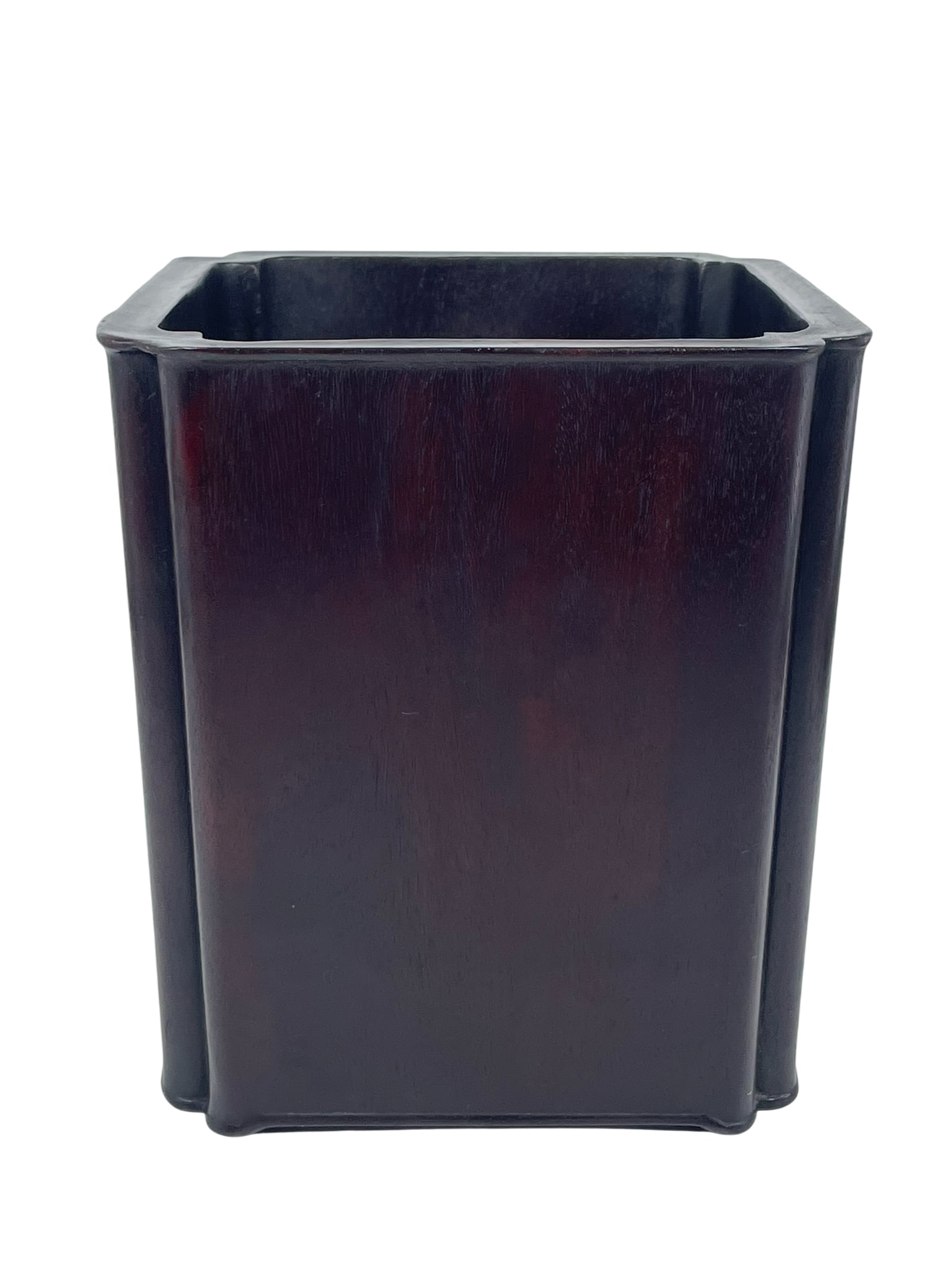 A Chinese Zitan Square Brush Pot: 8 in. high, 7 in. square.