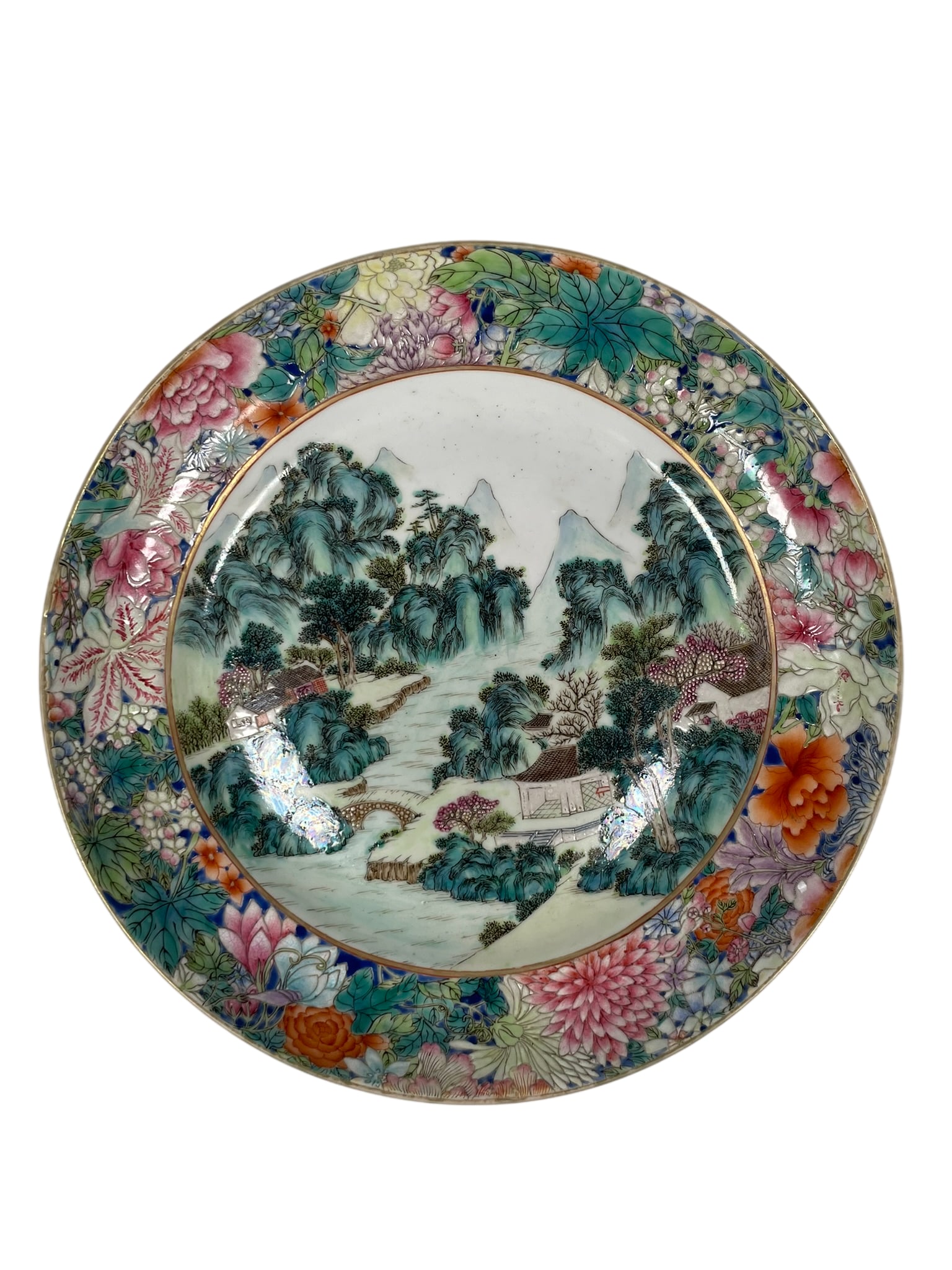 A Chinese Famille Rose 'Landscape' Porcelain Dish, Daoguang Mark and of the Period (1 of 11)