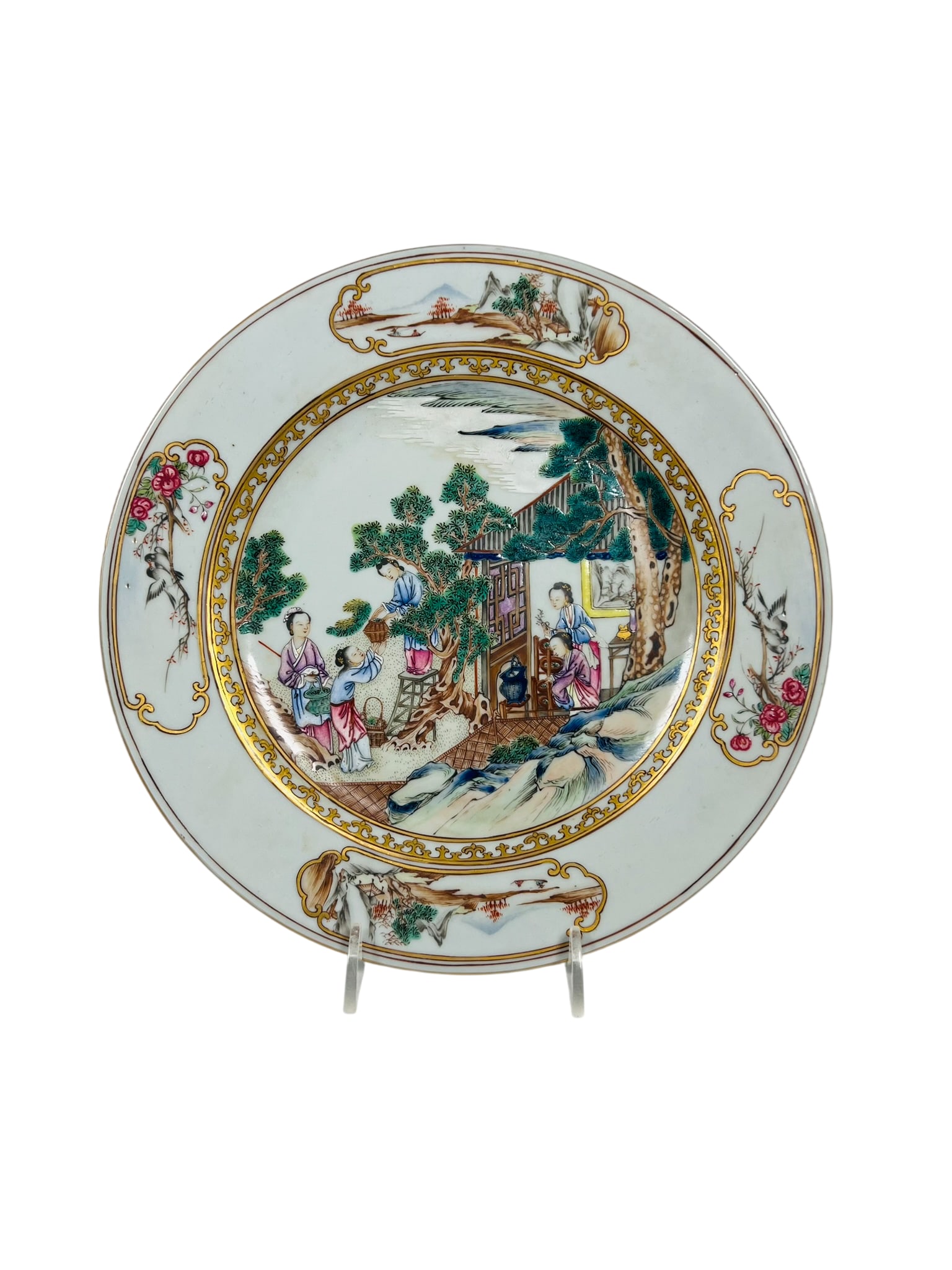 A Chinese Famille Rose 'Ladies' Porcelain Dish: 9 in. diam.