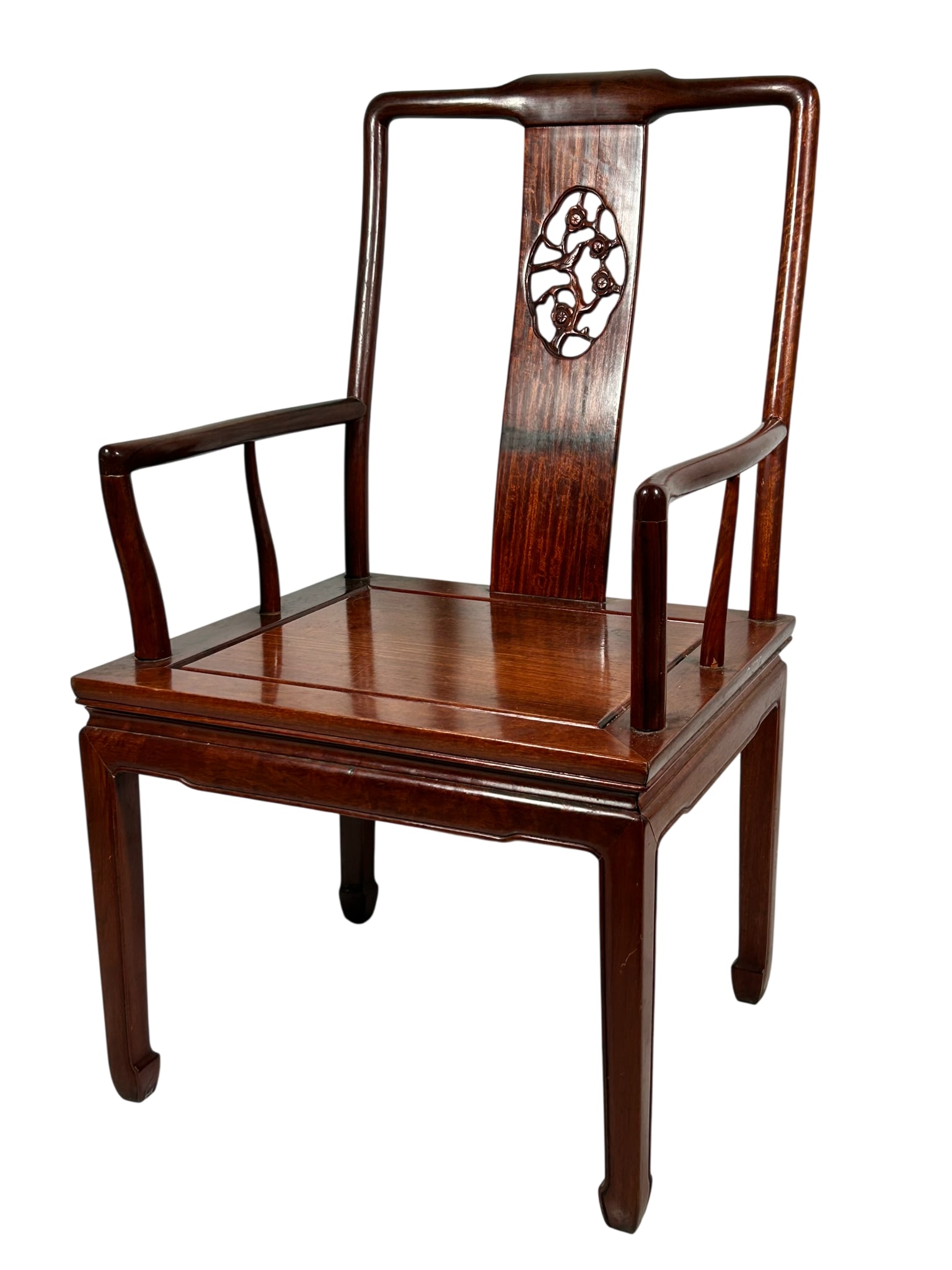 A Chinese Rosewood 'Southern Official's Hat' Armchair: 38 in. high, 22 in. wide, 21.1/2 in. deep.