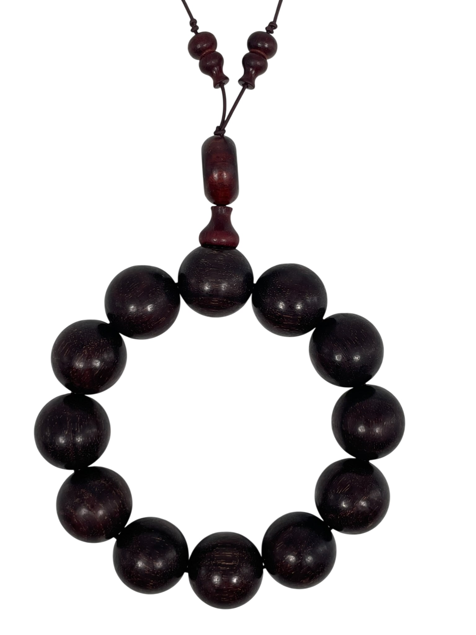 A String of Zitan Beads, Shouchuan: The beads measures 3/4 in. diam. each.