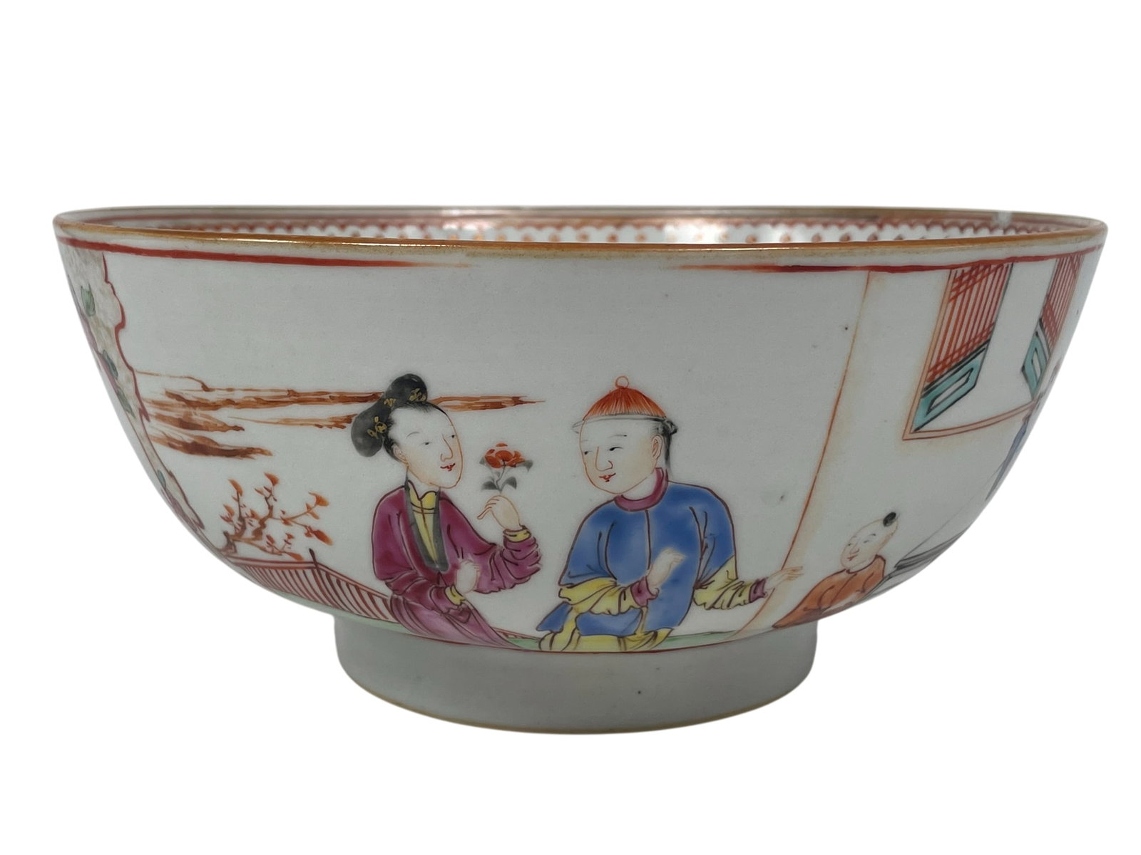 A Chinese Famille Rose 'Figural' Porcelain Bowl: 3.1/2 in. high, 7.3/4 in. diam.