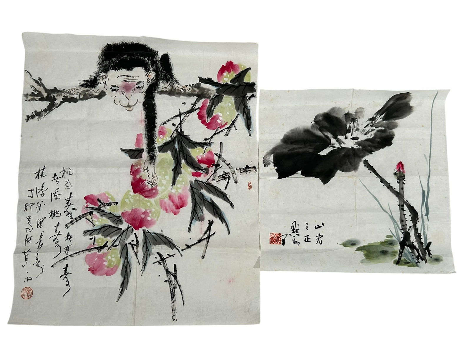 Two Chinese Paintings, Jiao Yu and Jin Moru (1 of 7)