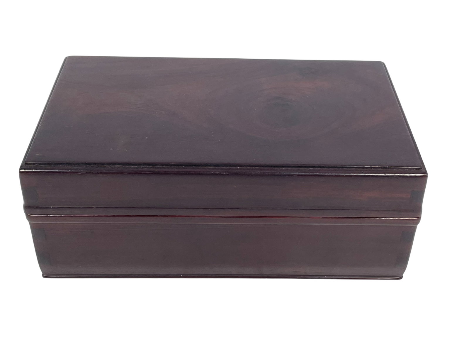 A Chinese Wood Decorative Rectangular Box and Cover: 3.1/4 in. high, 8.1/2 in. wide, 5 in. deep.