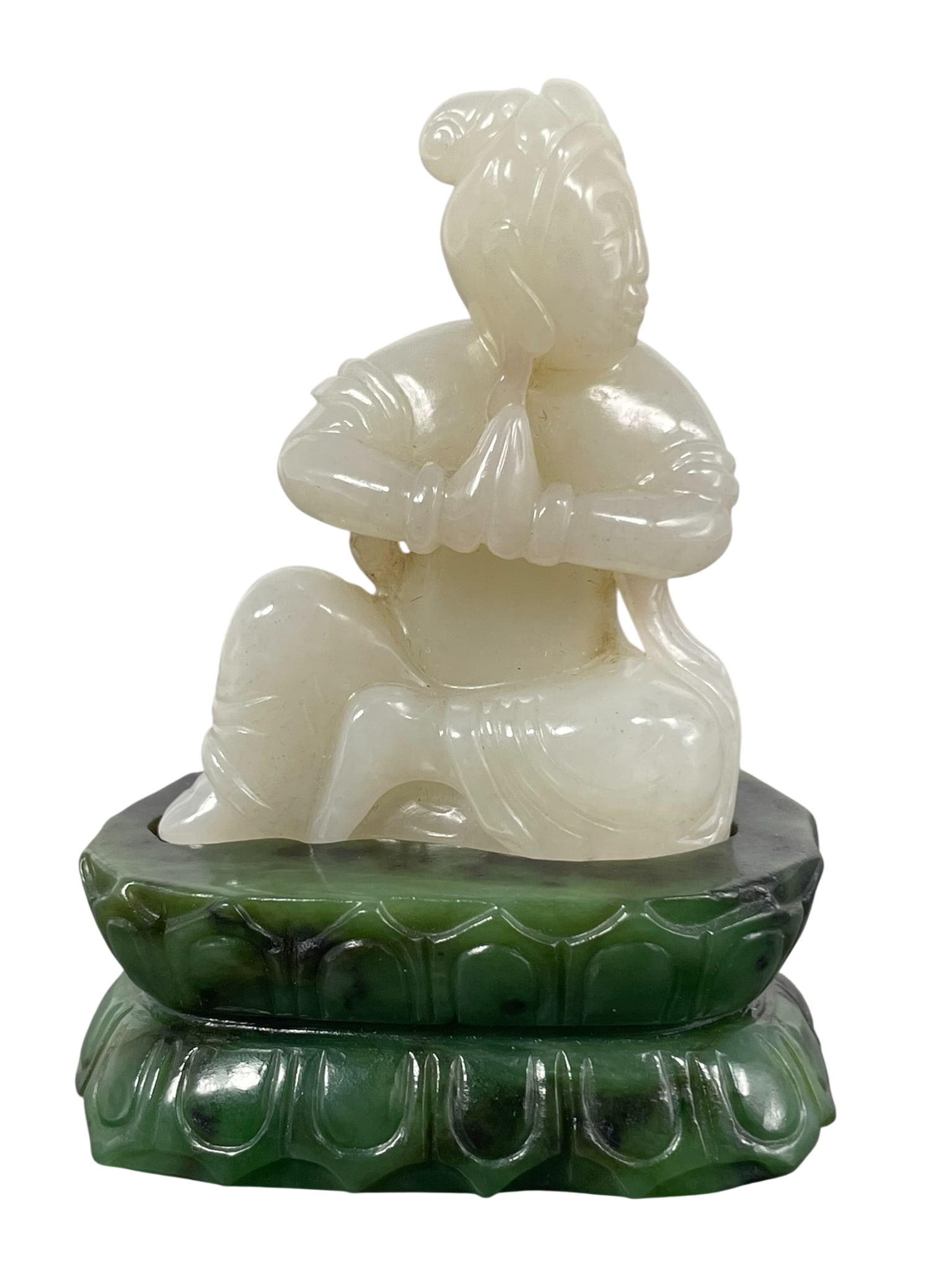 A Chinese Carved White Jade Figure of Guanyin (1 of 11)