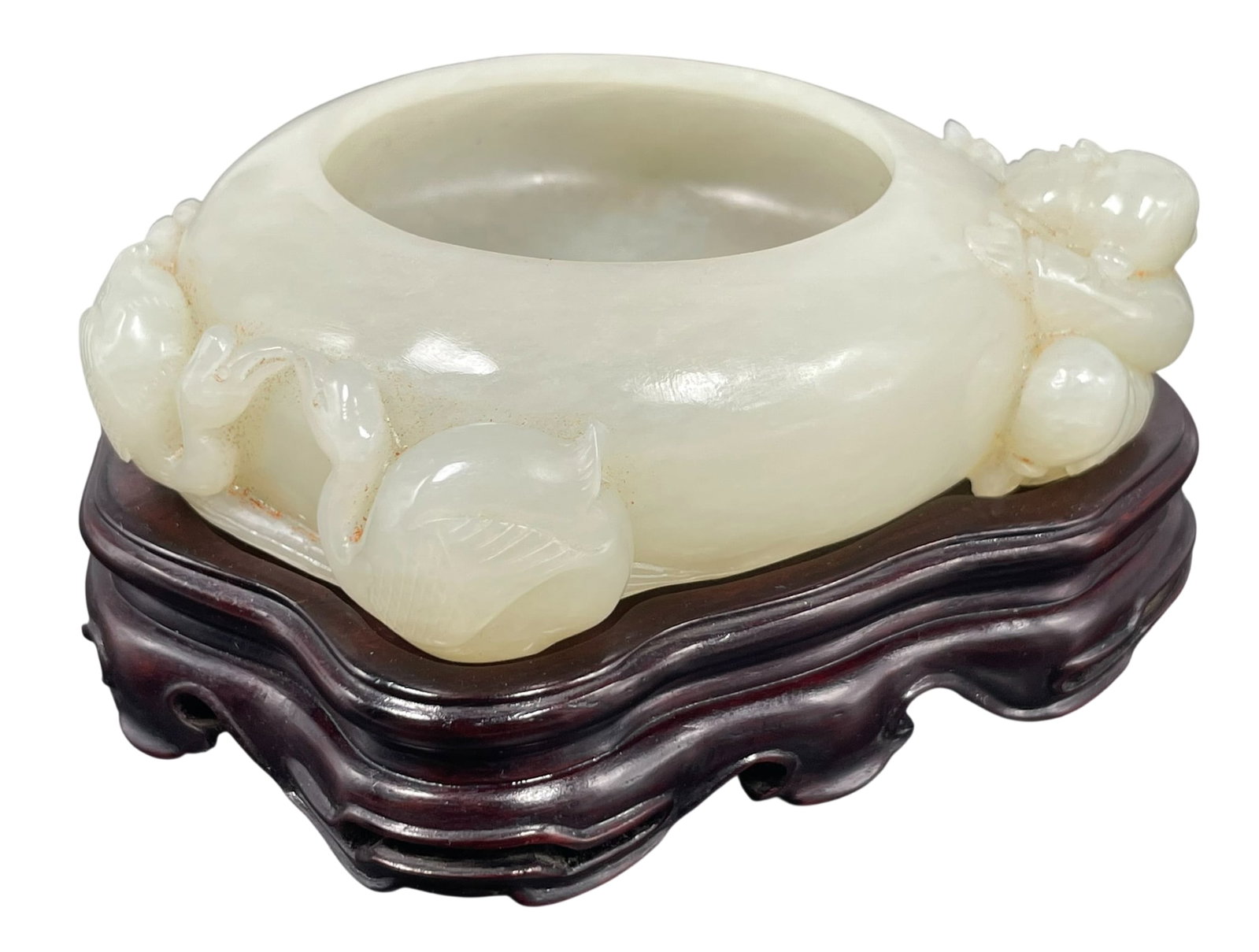 A Chinese Carved White Jade Brush Washer (1 of 20)
