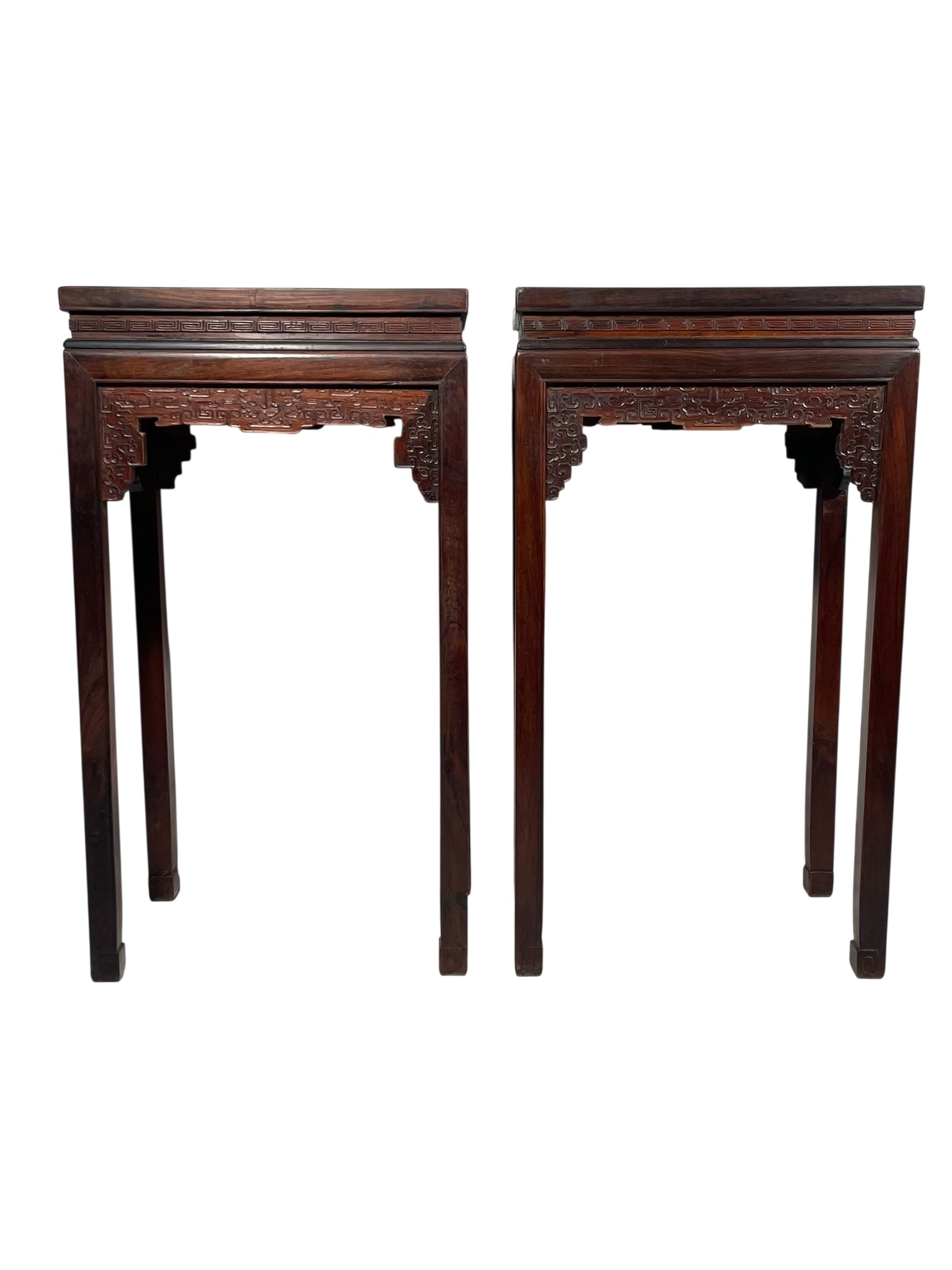 A Pair of Chinese Hongmu Incense Stands: 34 in. high, 19 in. wide, 13.1/2 in. deep each.