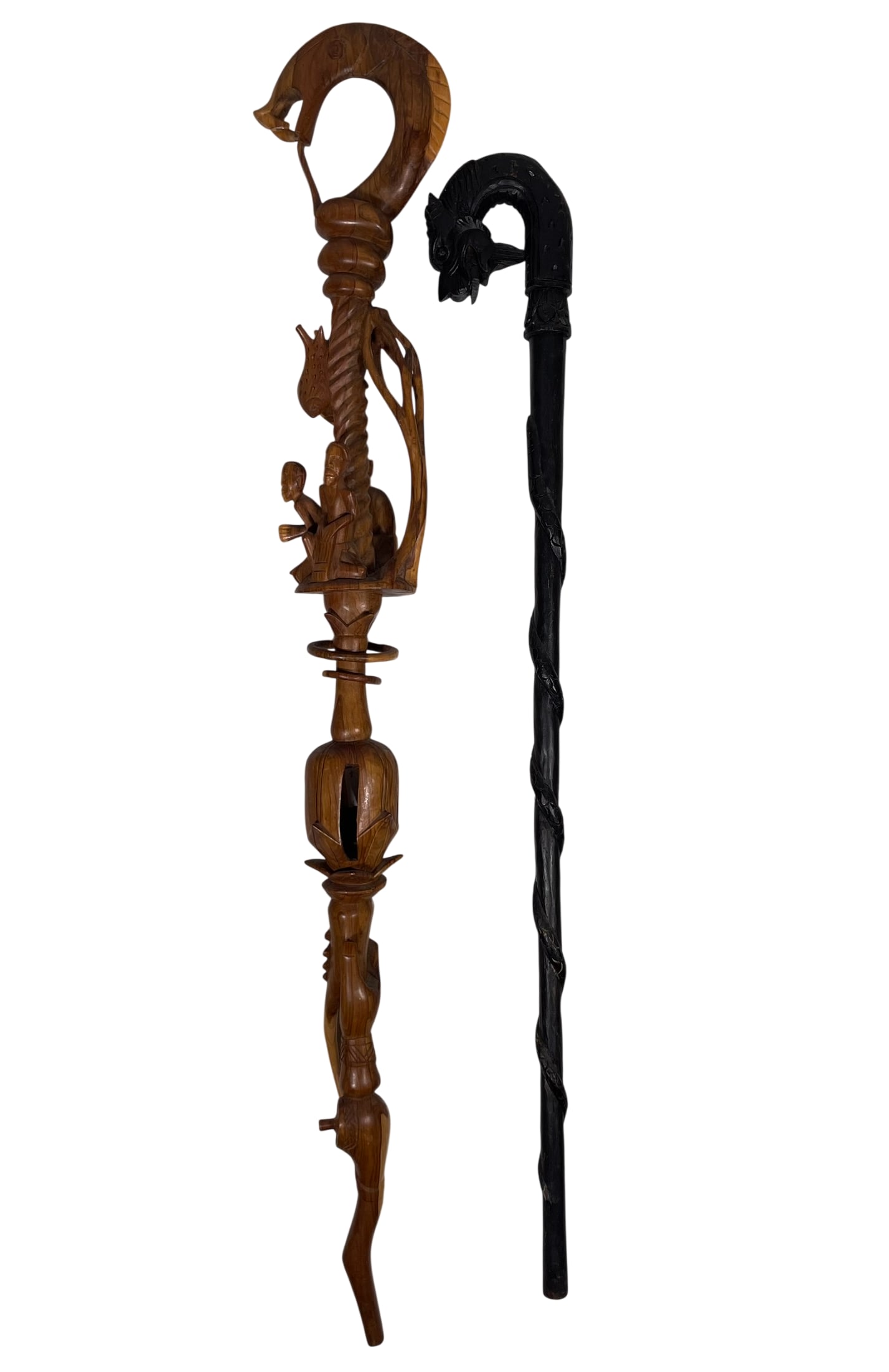Two African Handcrafted Carved Walking Sticks (1 of 11)