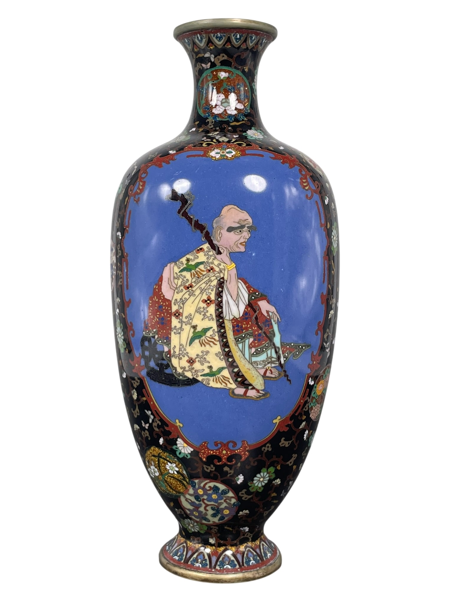 A Japanese Cloisonne 'Rakan' Vase (1 of 10)