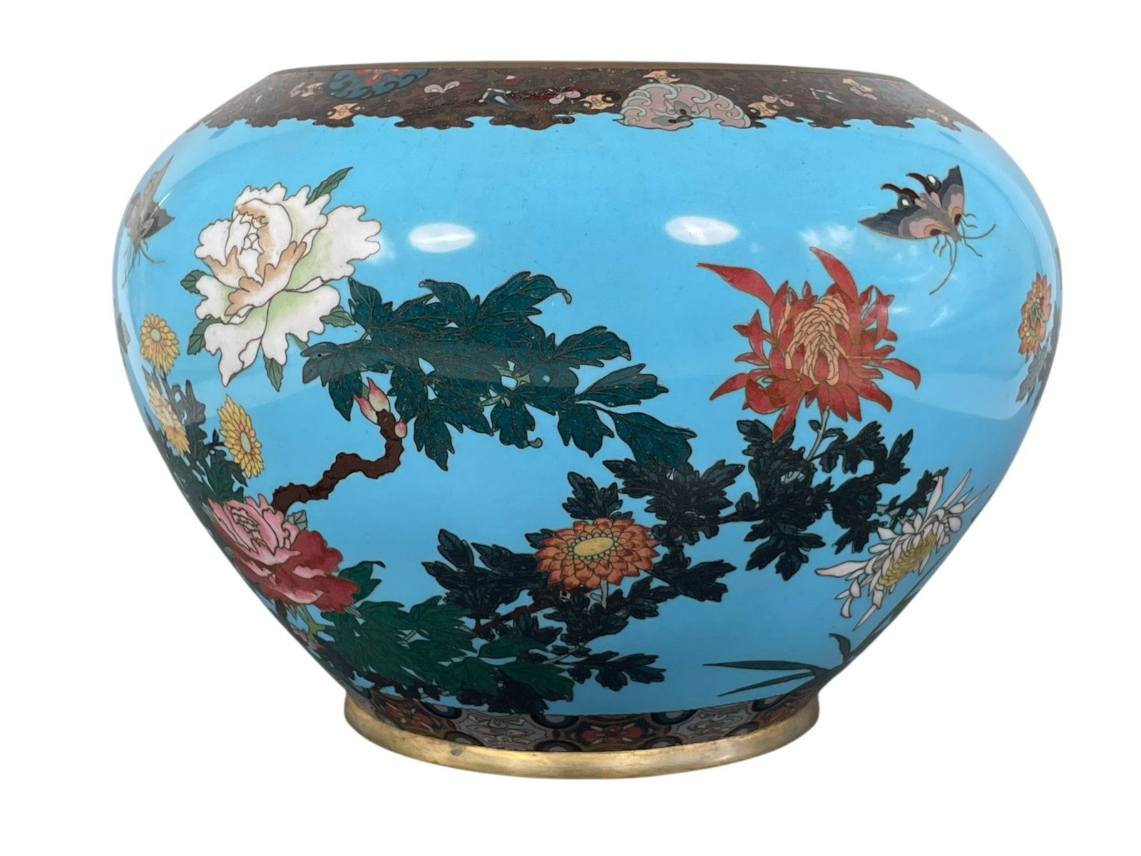 A Japanese Light Blue Cloisonne Bowl: 7.1/2 in. high, 10.1/2 in. diam.
