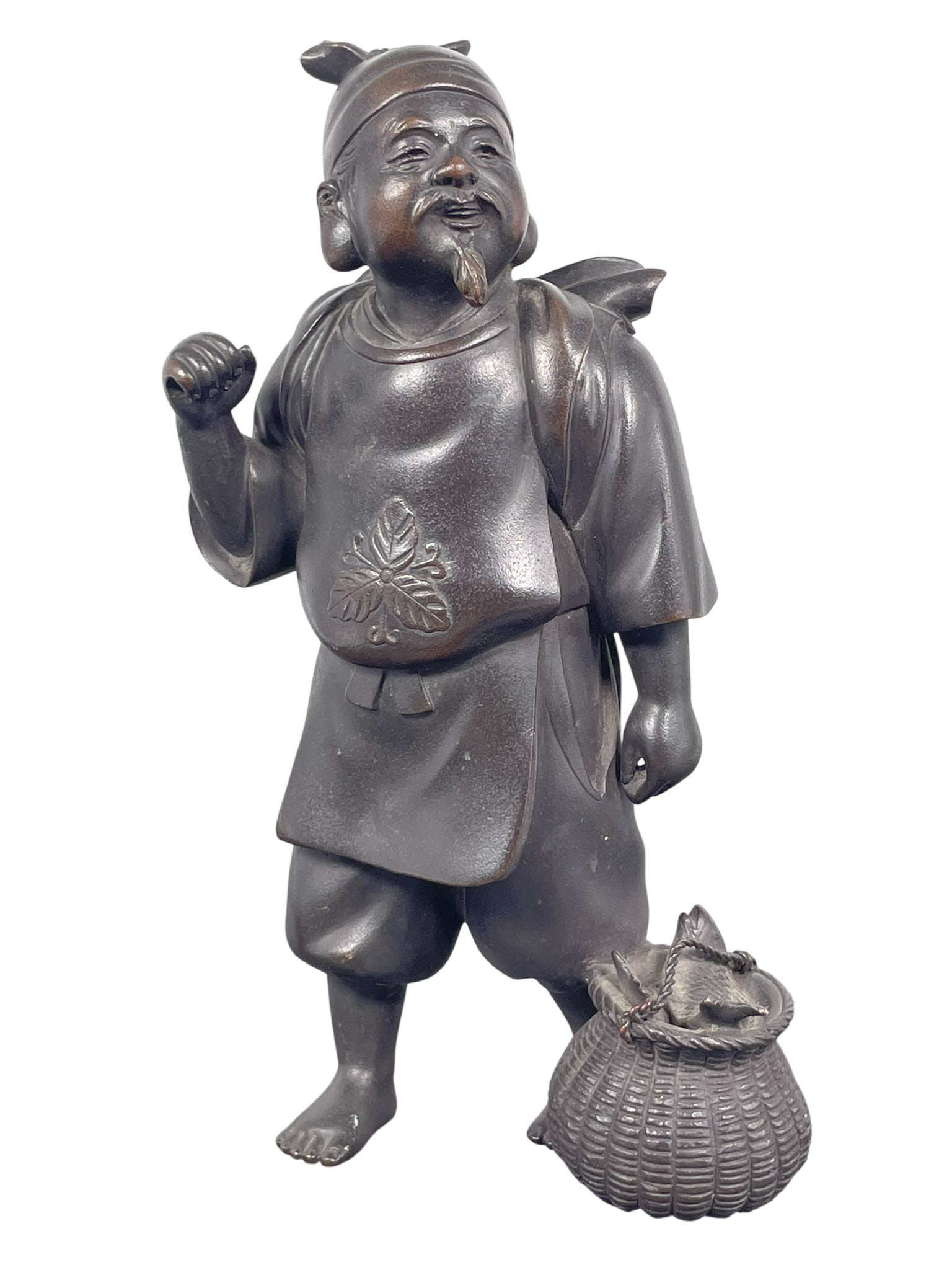 A Vintage Japanese Bronze Okimono Figure of Ebisu: 8 in. high, 5 in. wide.