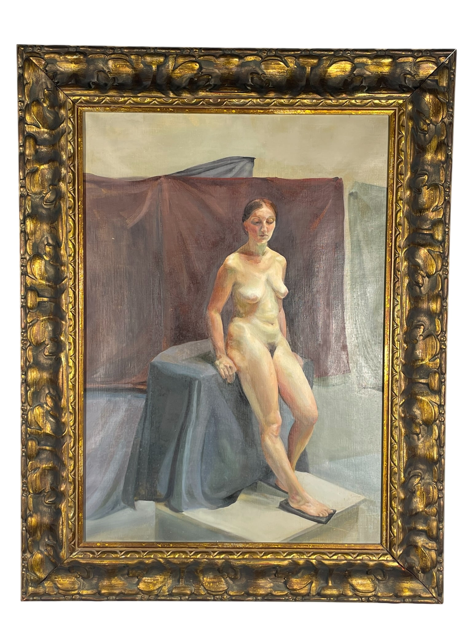 A Painting 'Academic Nude Woman Model', Natalie Frank: Natalie Frank (born 1980) is an American contemporary artist who lives and works in New York City. Her work explores themes of power, sexuality, gender, feminism, and identity. Primarily known as a pa