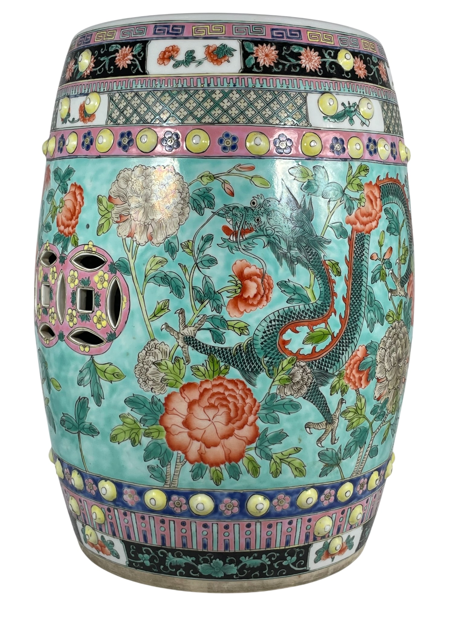 A Chinese Famille Rose 'Dragon' Porcelain Garden Stool (1 of 17)