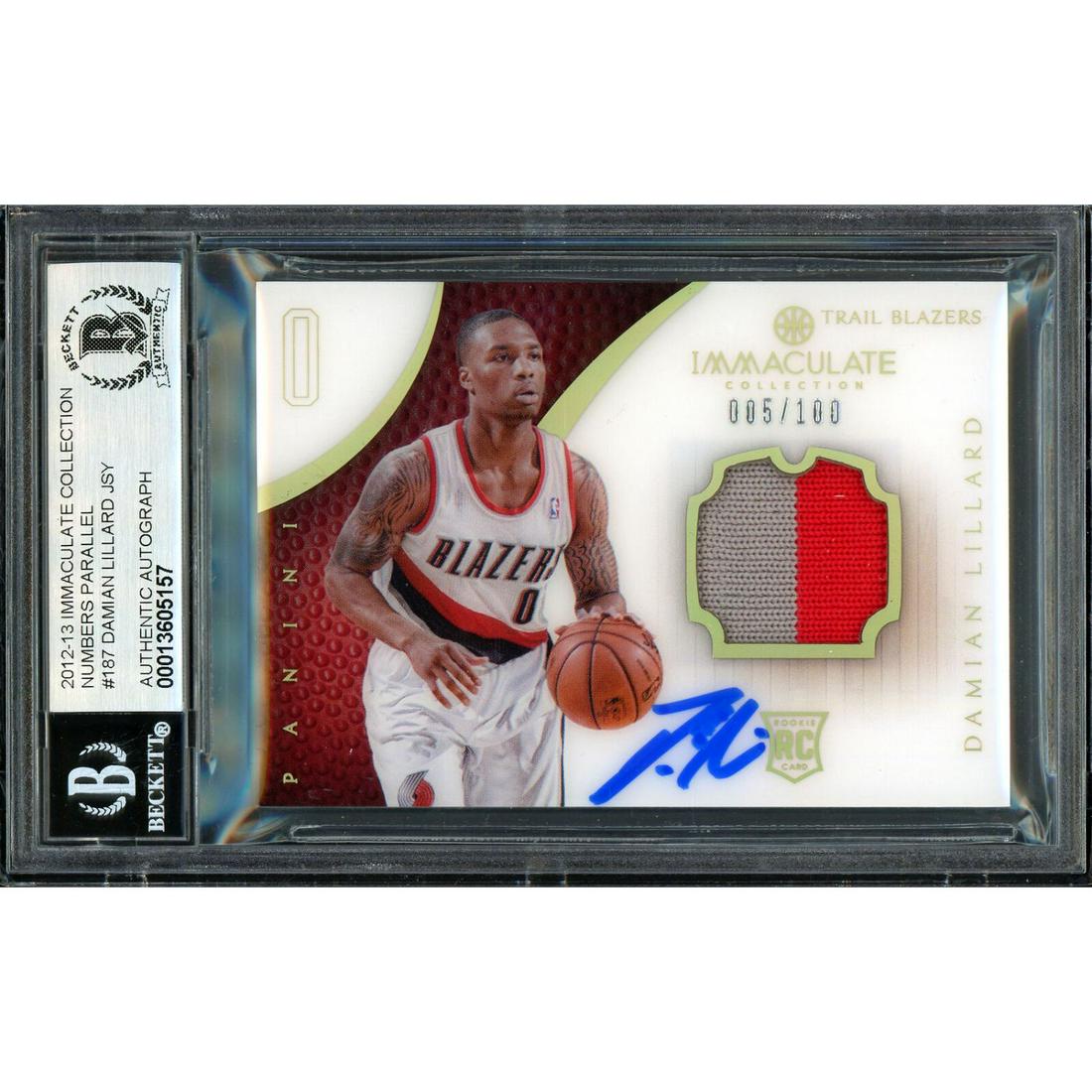 AUTO Damian Lillard 2012-13 Panini Immaculate Patch Jersey ROOKIE CARD {BAS 10 AUTO} (1 of 2)