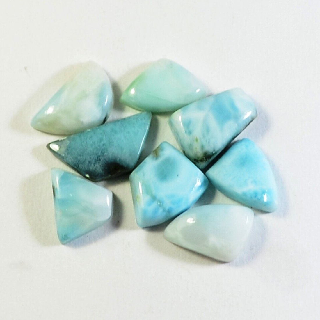 31.50Ct 100%Natural Larimar Mixed Shape Cabochon Gemstone 8 pieces Lot (1 of 3)