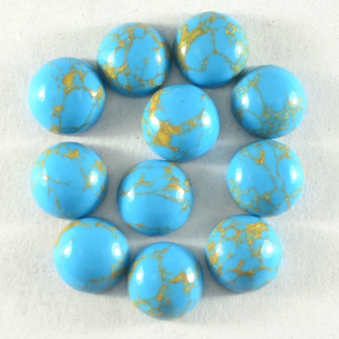 11 Pieces Blue Copper Turquoise Round Cabochon 10 MM Loose Gemstone Lot For Jewelry: Item Name:-blue Copper Turquoise // Item weight in carat:- 31.60 // item Dimension(Size)in milimeter:- 10 mm, 10 mm, 6 mmitem // item creation :- Lab-Created // litem country of origin :- india// ITEM