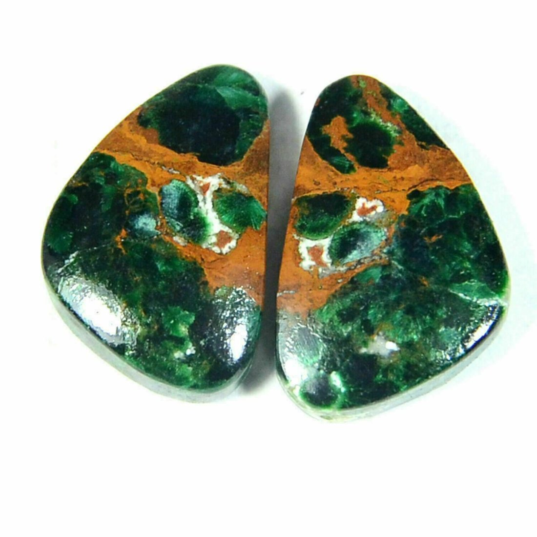 41.25 Cts 100%Natural Chrysocolla & malachite Cabochon PAIR Gemstone 22x13x5 mm (1 of 4)