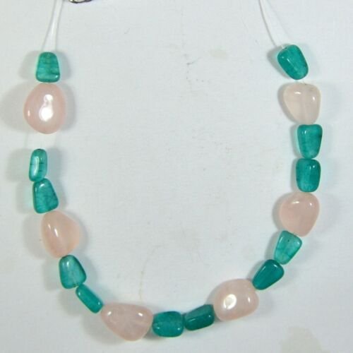 Natural green Aventurine tumble & rose quartz tumble Gemstone beads 9 inch Line (1 of 2)